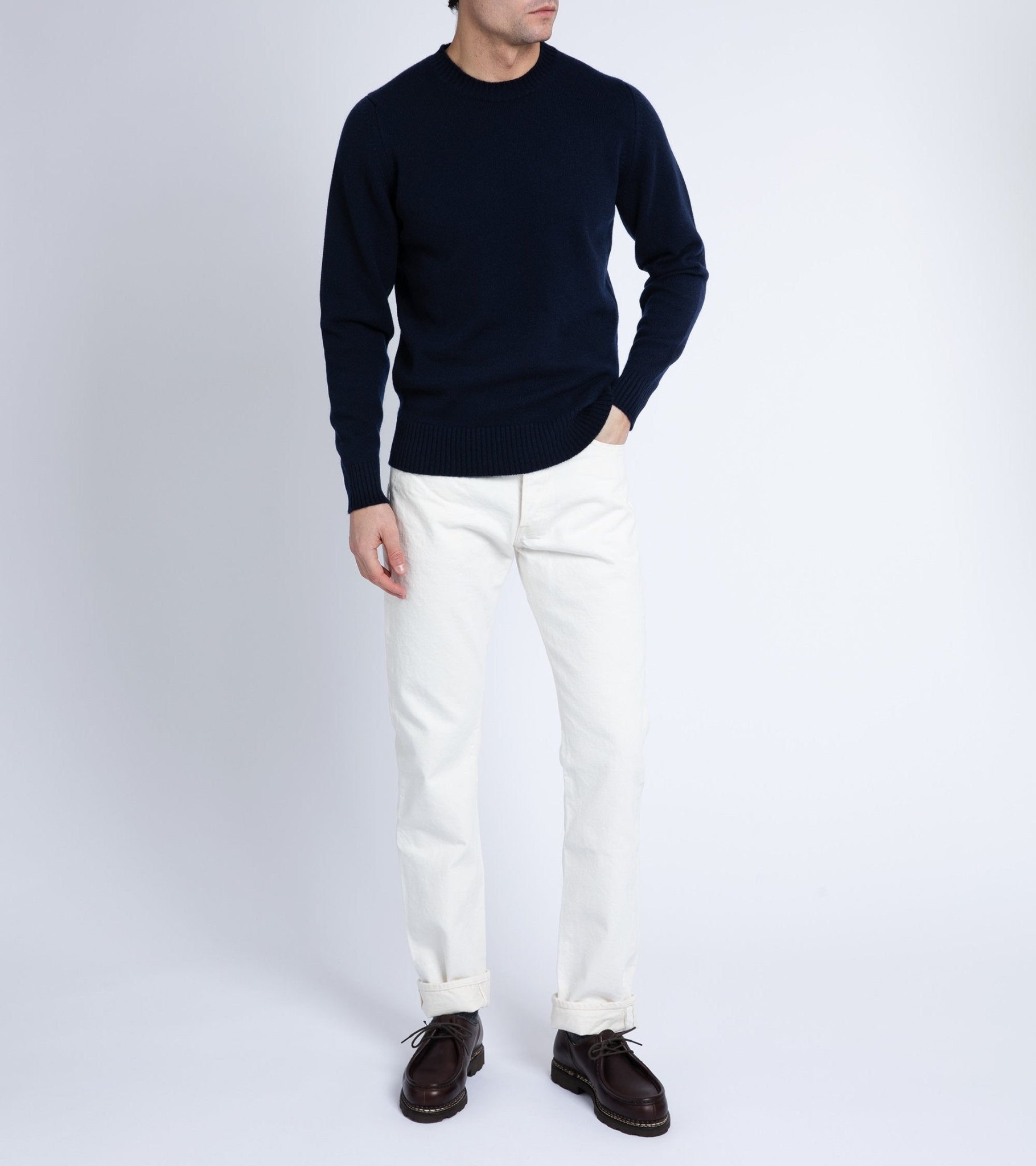 Trunk Dover Cashmere Crew Neck Sweater: Navy - Trunk Clothiers