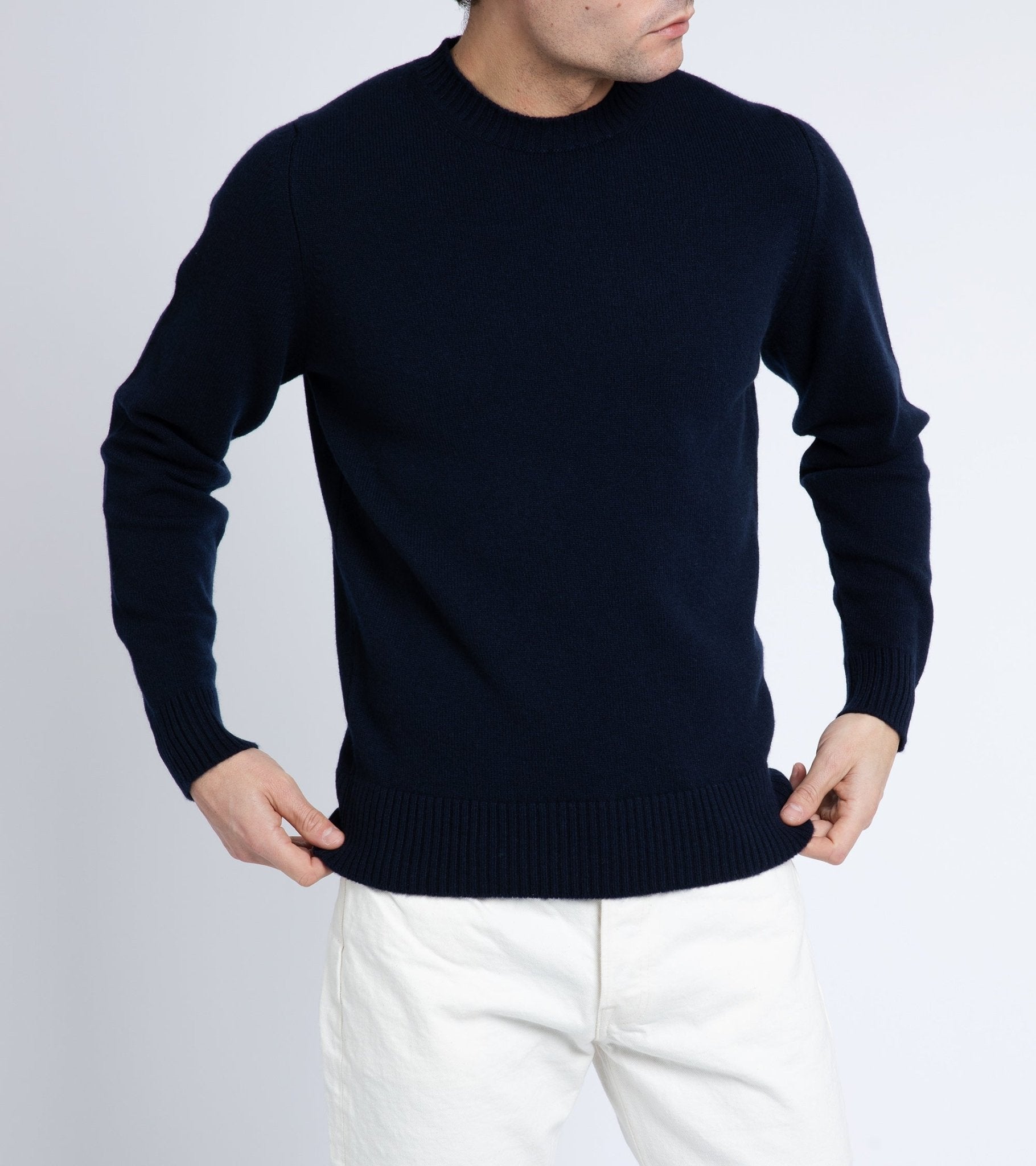Trunk Dover Cashmere Crew Neck Sweater: Navy - Trunk Clothiers
