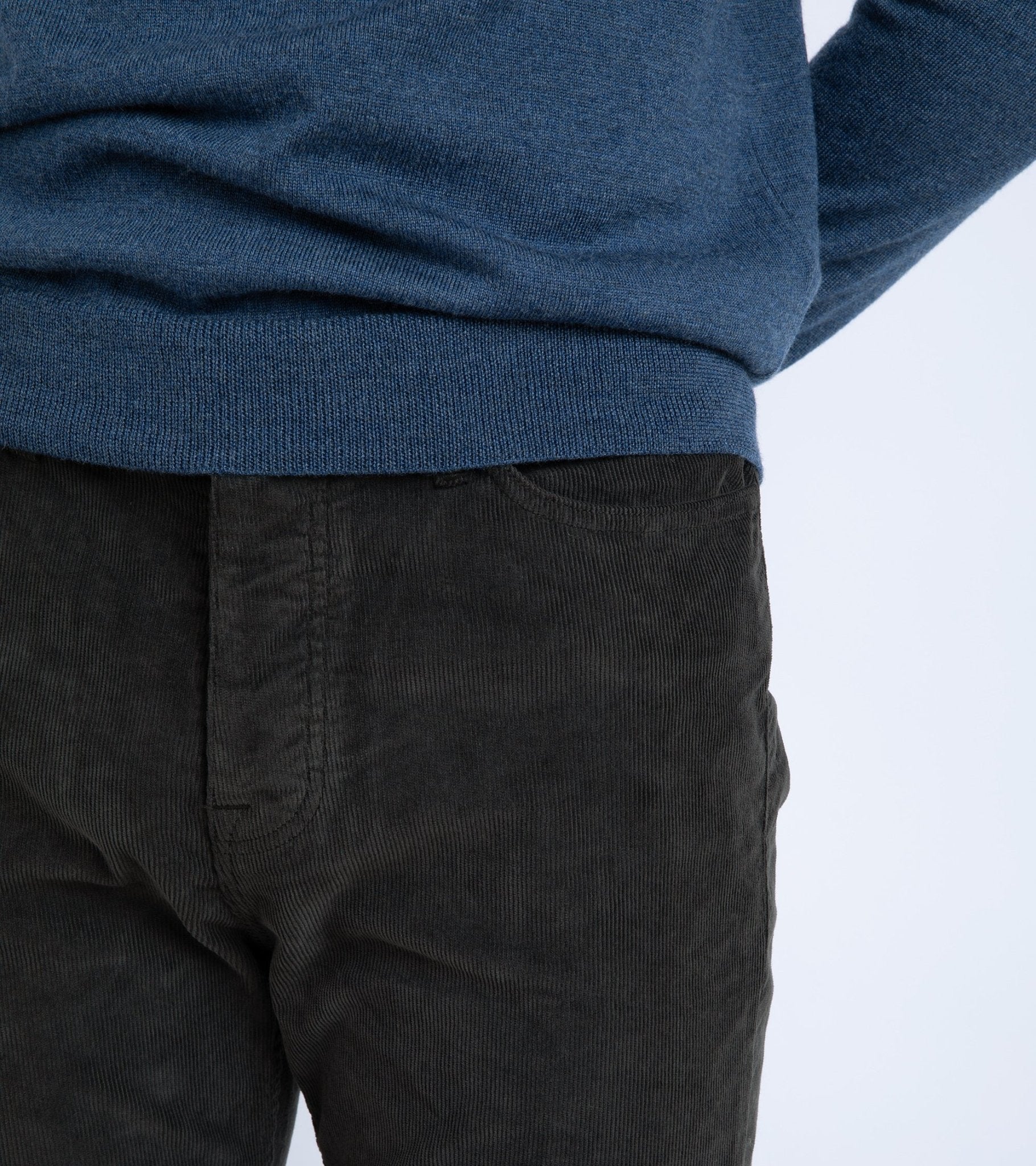 Trunk Duke Corduroy 5 Pocket Trousers: Dark Grey - Trunk Clothiers