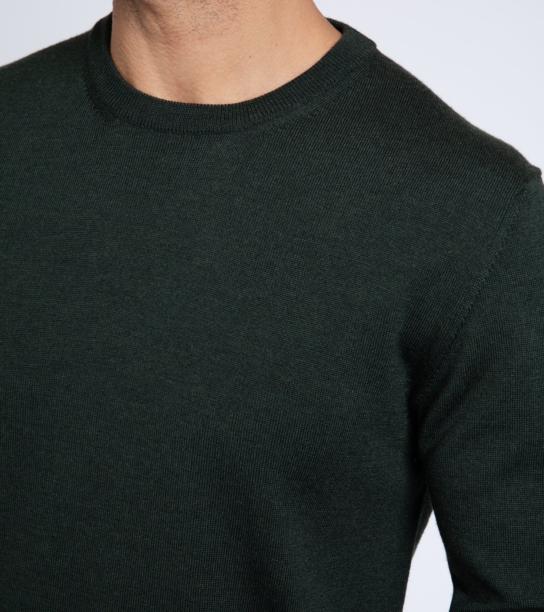 Trunk Harley Merino Crew Neck Sweater: Dark Olive - Trunk Clothiers