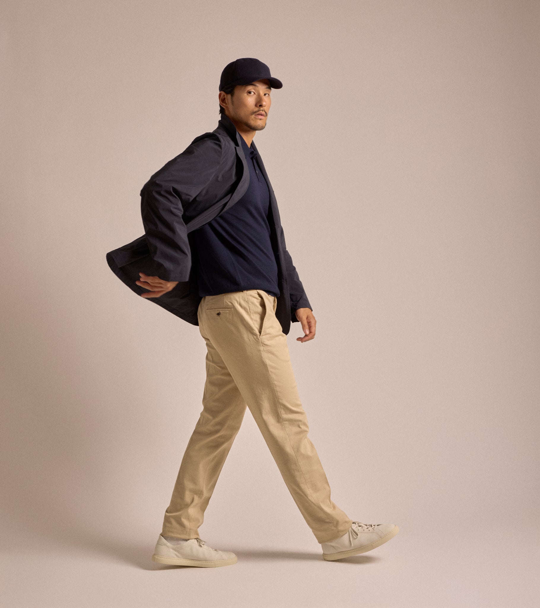 Trunk Palmer Flat Front Cotton Twill Trousers: Sand