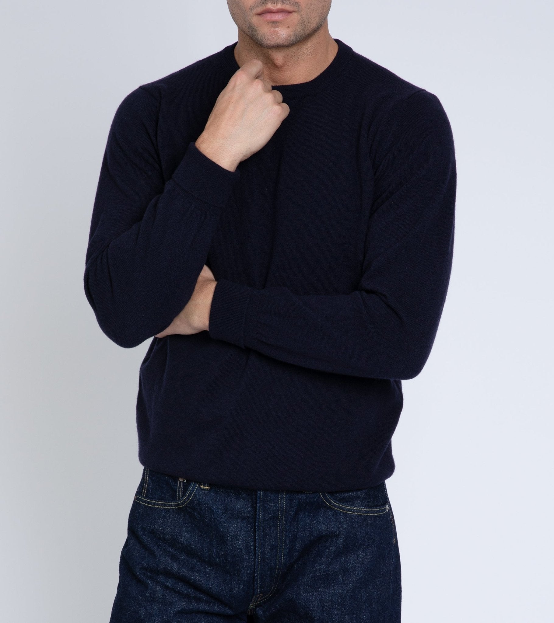 Trunk Walden Geelong Crew Neck Sweater: Navy - Trunk Clothiers