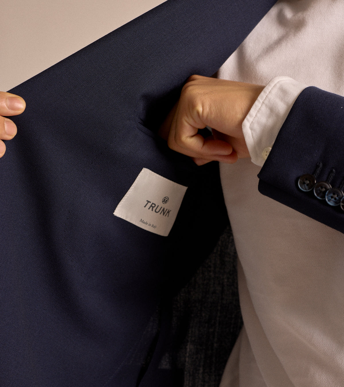 Trunk Webb Tropical Wool Double Breasted Jacket: Navy