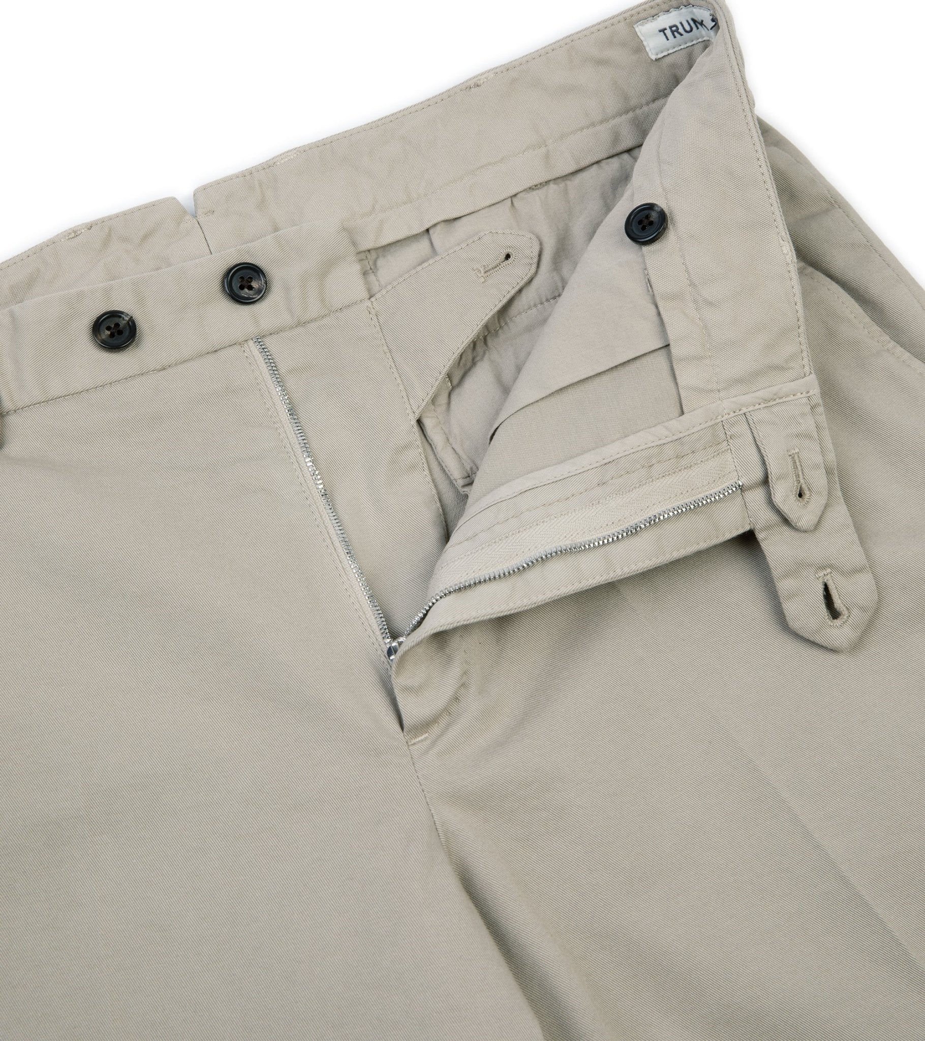 Trunk Welbeck Flat Front Cotton Trousers: Greige - Trunk Clothiers