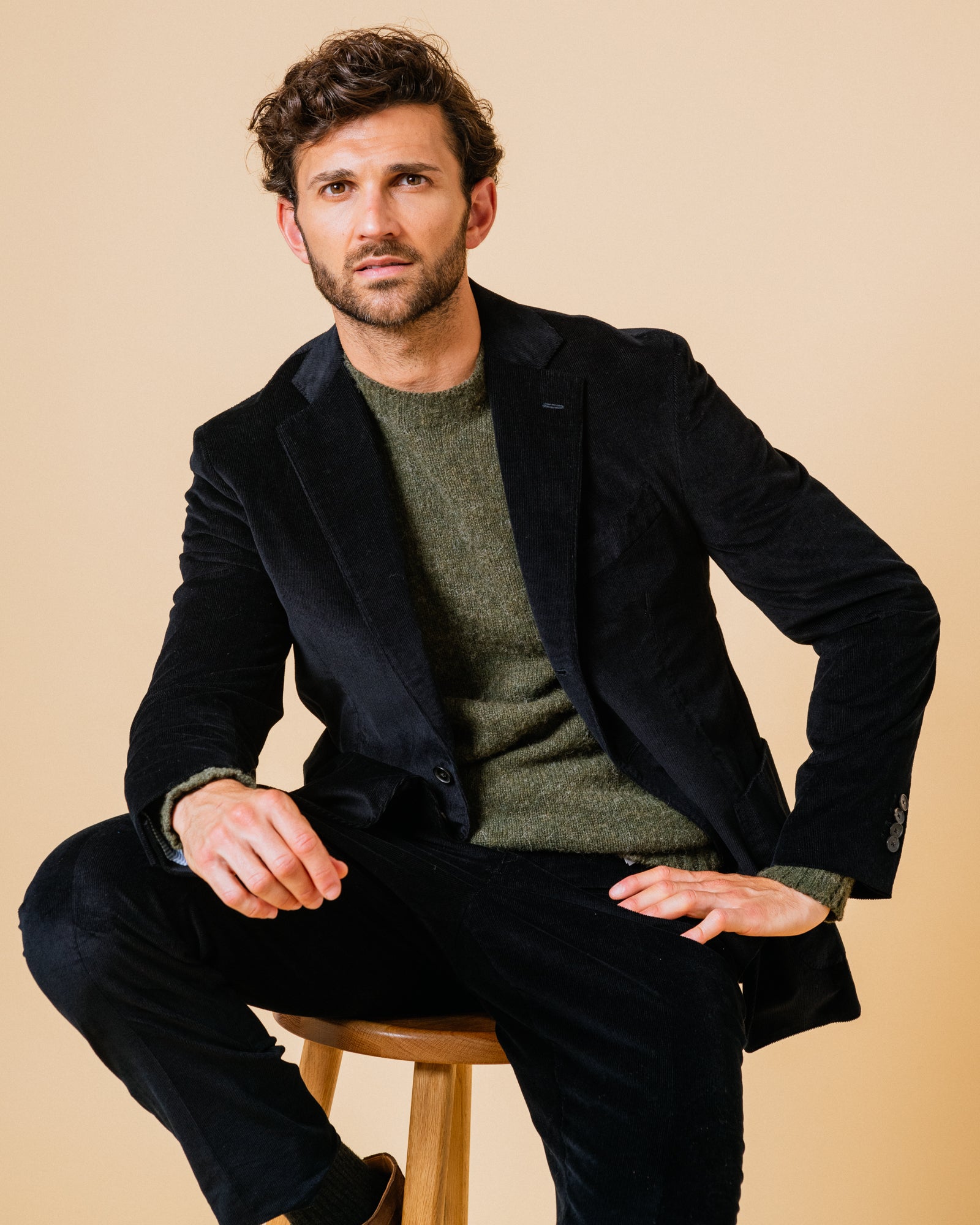 Trunk Wigmore Italian Cotton Needlecord Suit Trousers: Navy - Trunk Clothiers