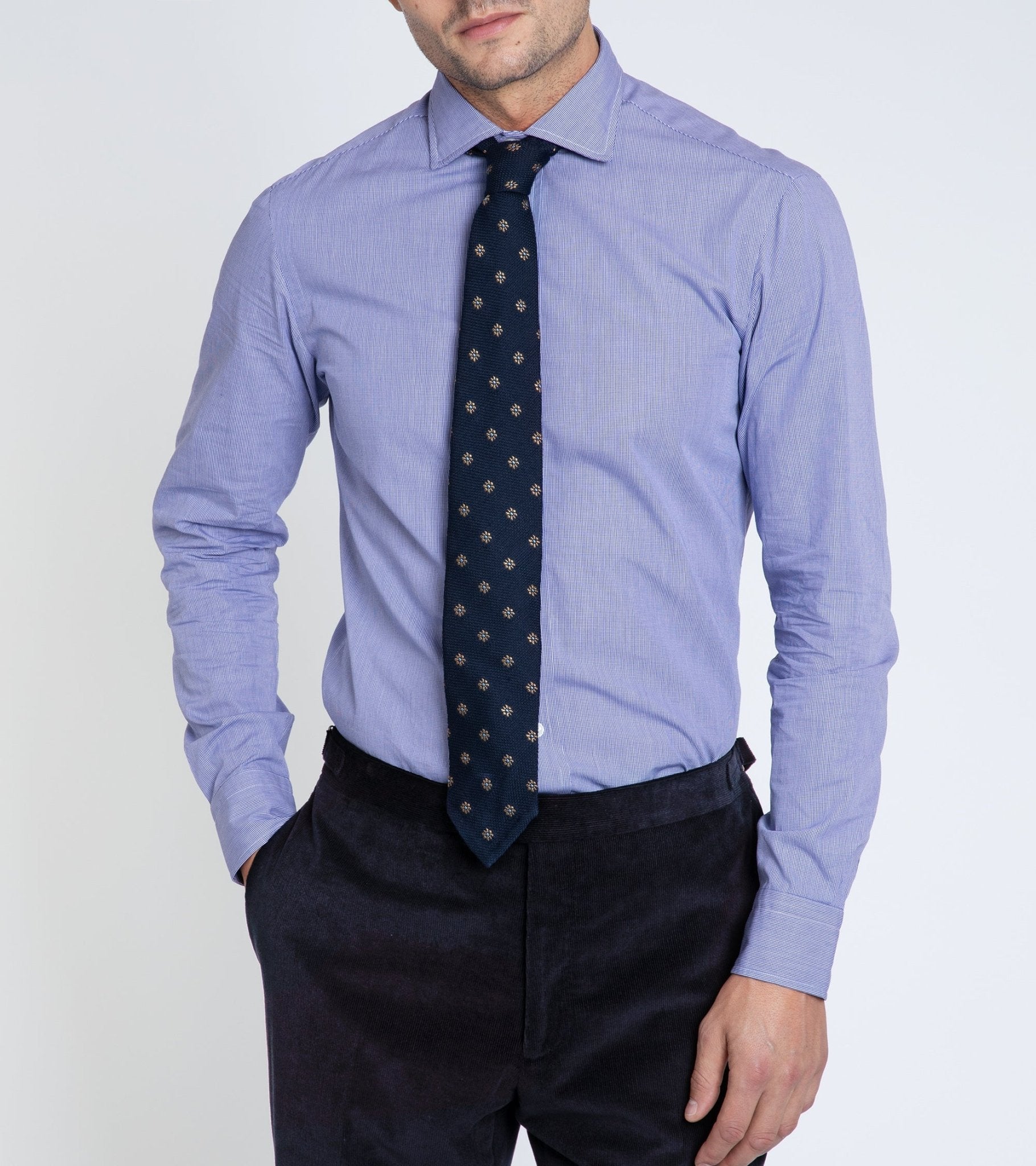 Trunk Wigmore Italian Cotton Needlecord Suit Trousers: Navy - Trunk Clothiers