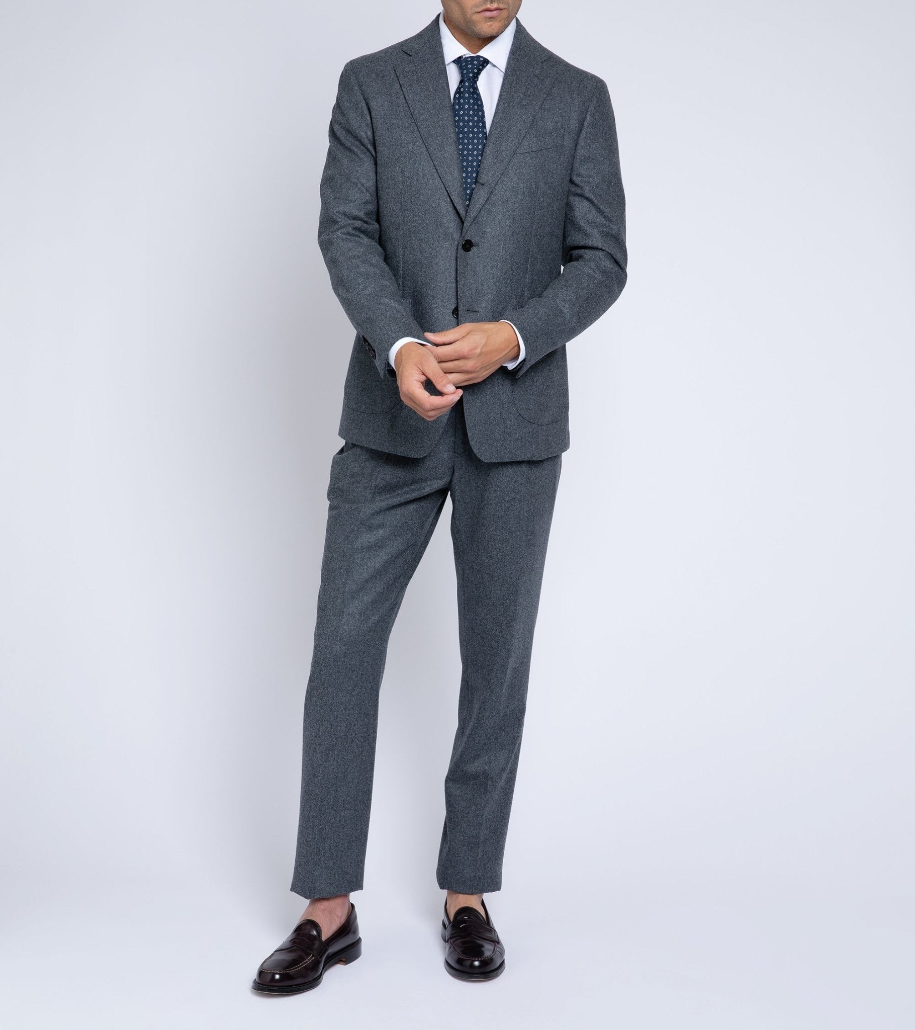 Trunk Wigmore Wool Flannel Suit Trousers: Charcoal - Trunk Clothiers