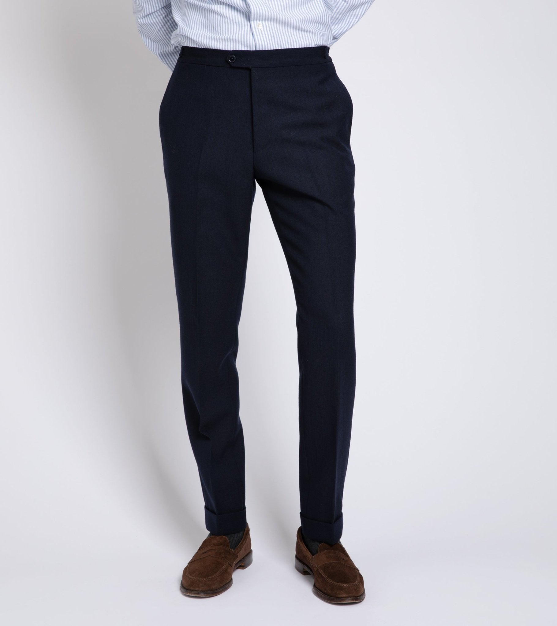 Trunk Wigmore Wool Fresco Suit Trousers: Navy - Trunk Clothiers