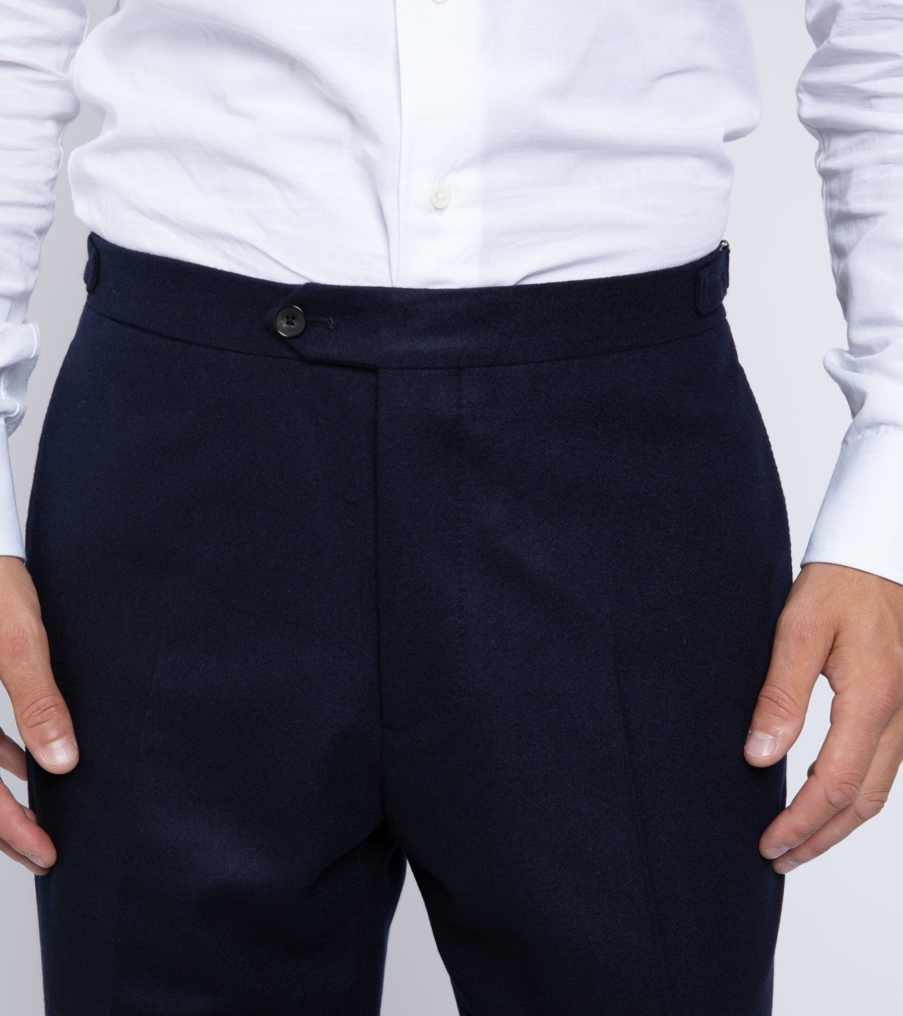 Trunk Wigmore Wool Twill Suit Trousers: Navy - Trunk Clothiers