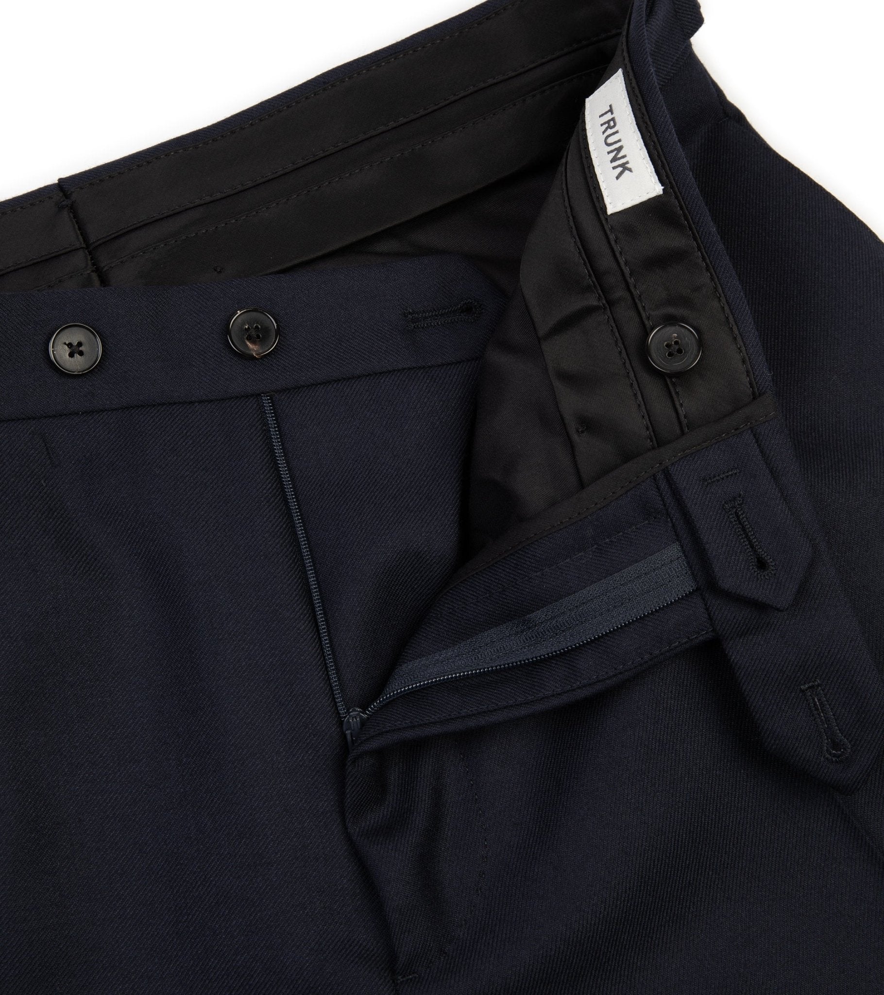 Trunk Wigmore Wool Twill Suit Trousers: Navy - Trunk Clothiers
