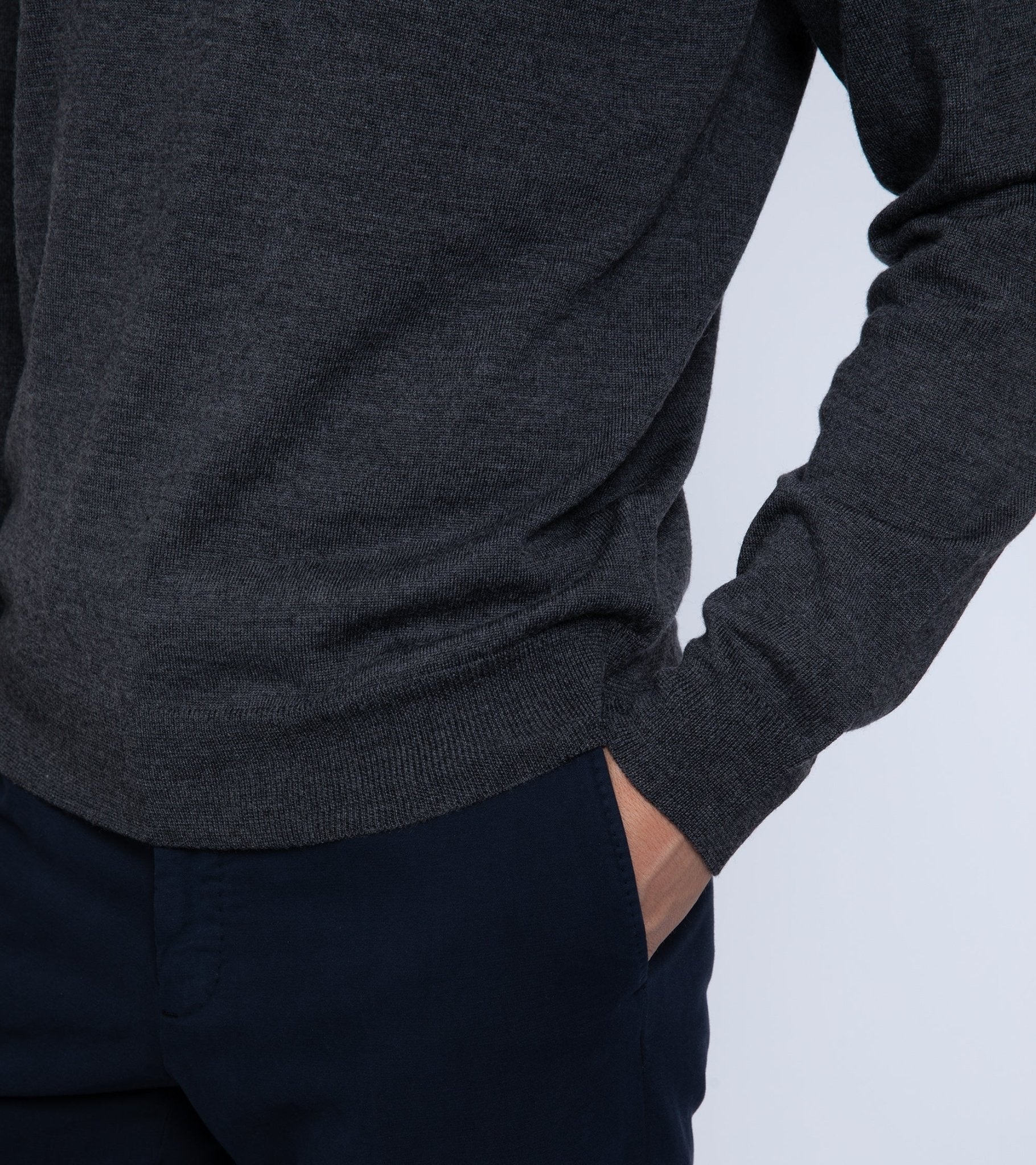 Trunk William Merino Roll Neck Sweater: Charcoal - Trunk Clothiers
