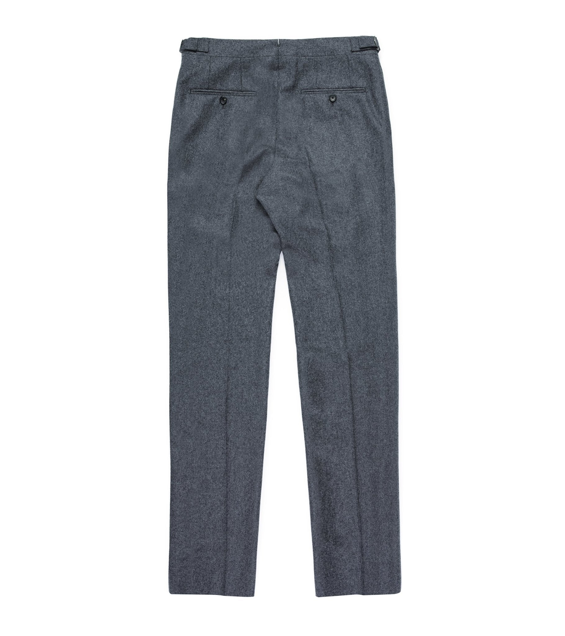 Trunk Winsley Single Pleat Wool Flannel Trousers: Charcoal - Trunk Clothiers
