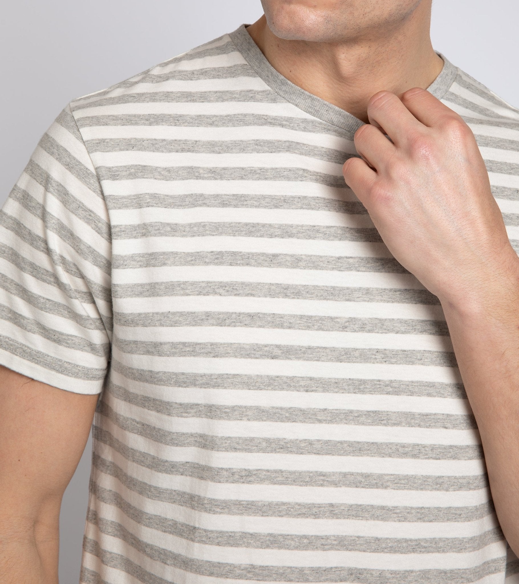 Trunk York Stripe T-Shirt: Ecru/Grey - Trunk Clothiers