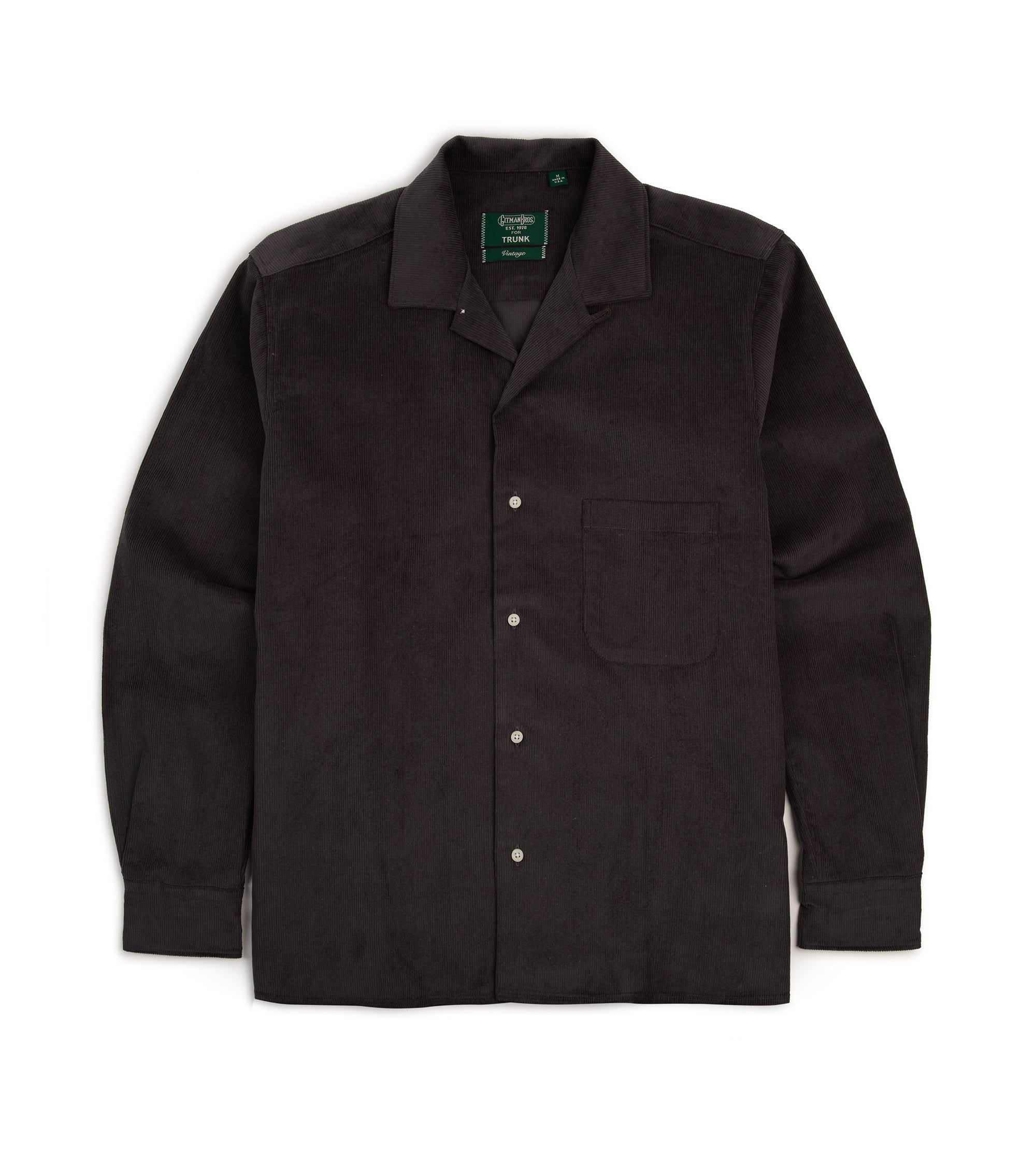 Gitman Vintage Heavy Cord Camp Collar Shirt: Grey