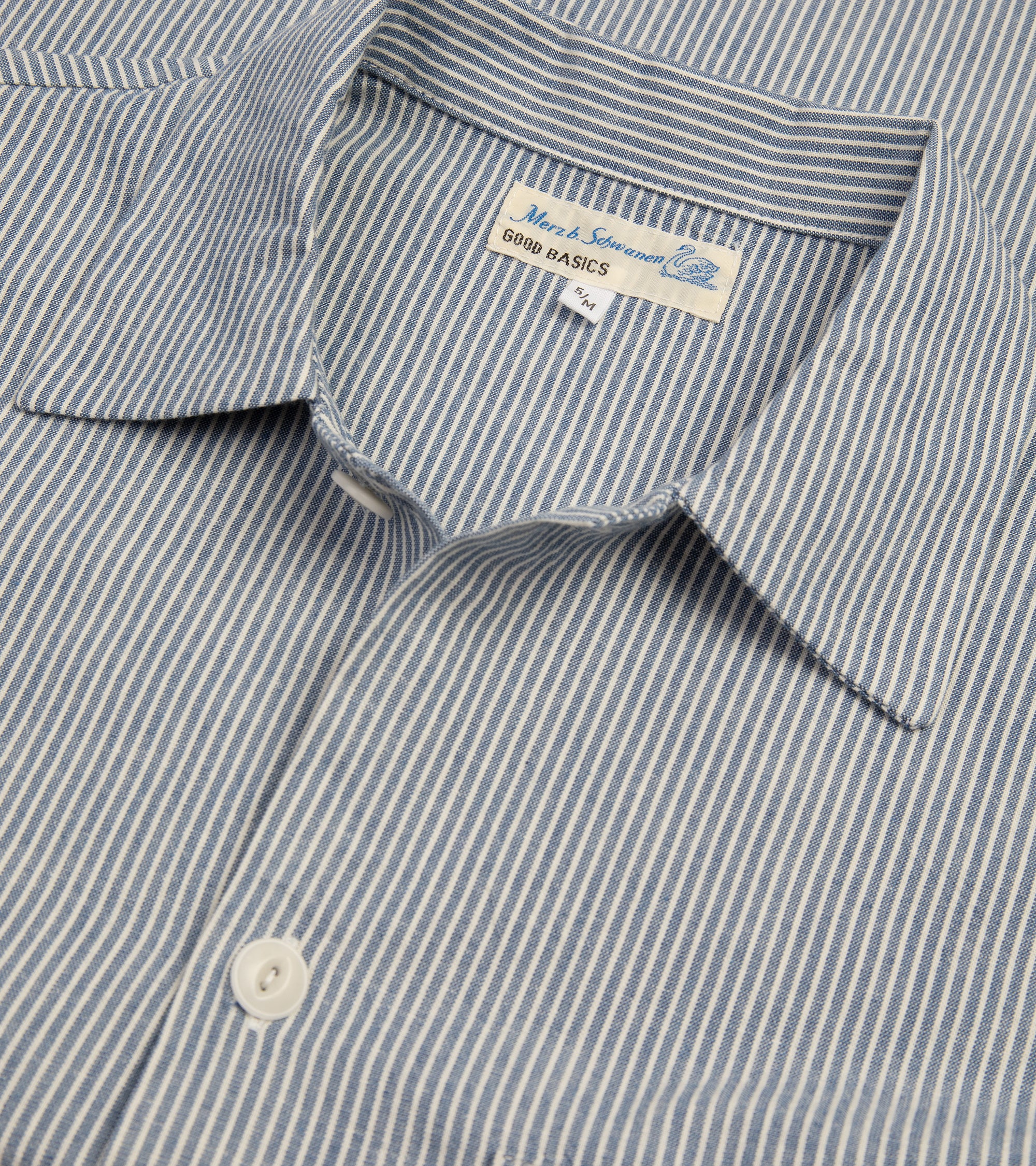 Merz b. Schwanen Relaxed Fit Cotton Pyjama Top: Striped Chambray