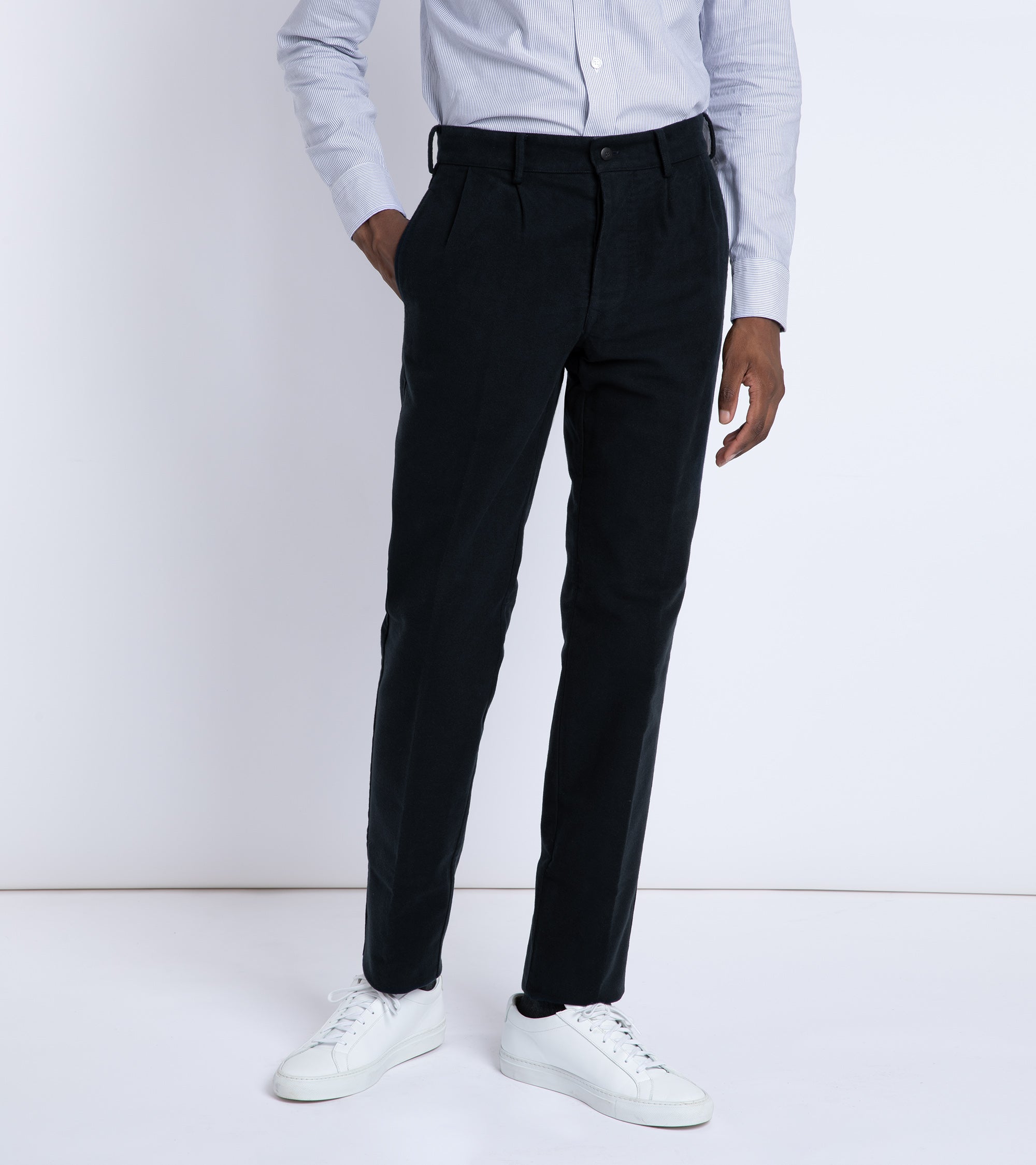 Doppiaa Aalghero Moleskin Pleated Trousers: Navy