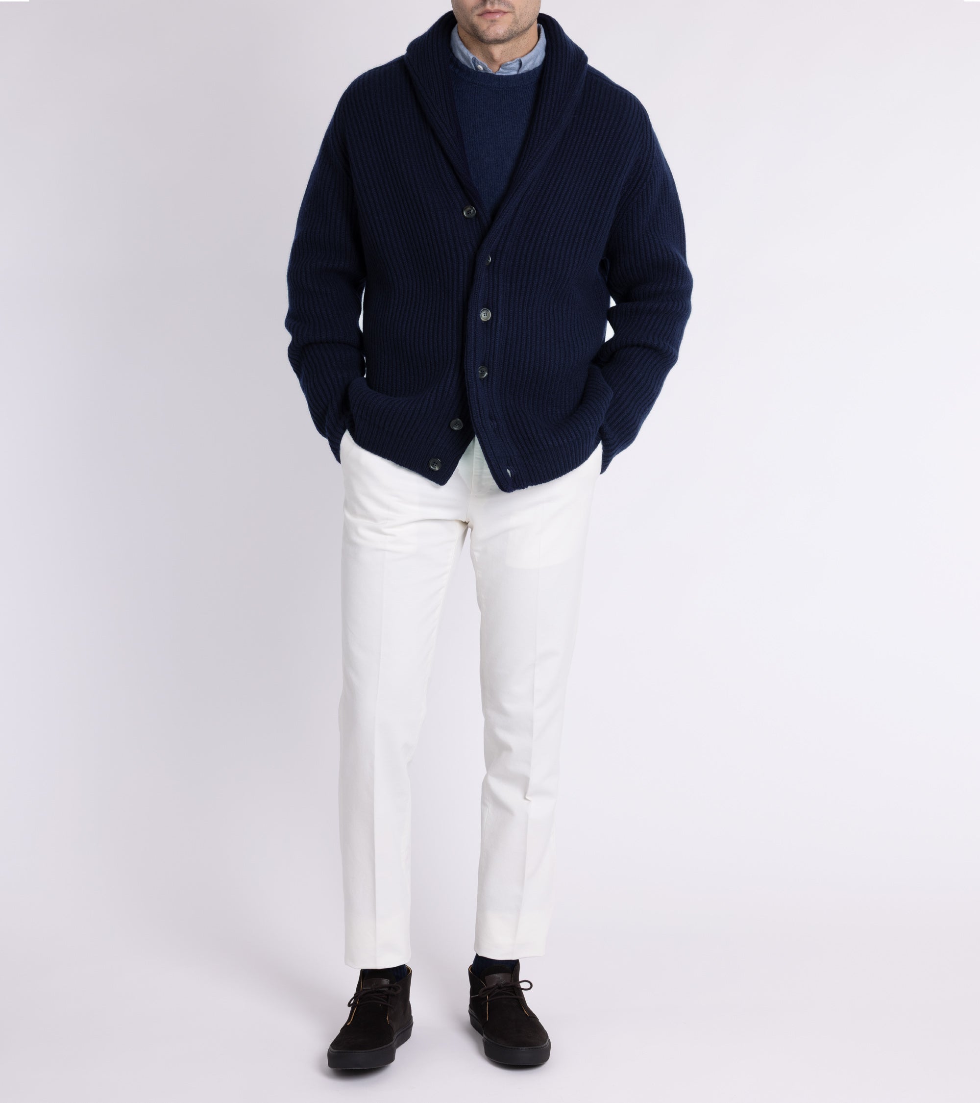 Begg x Co Yacht Cashmere Cardigan: Navy