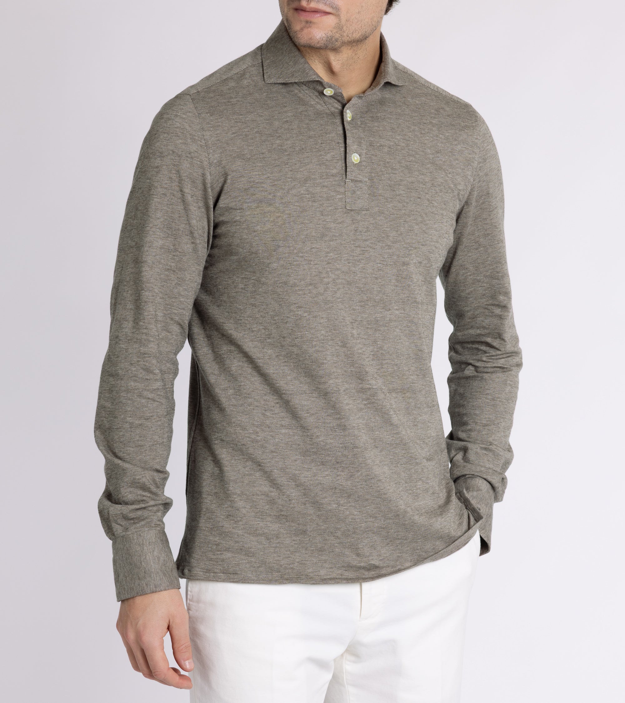 Finamore Orlando Cotton Cashmere Polo Shirt: Biscuit