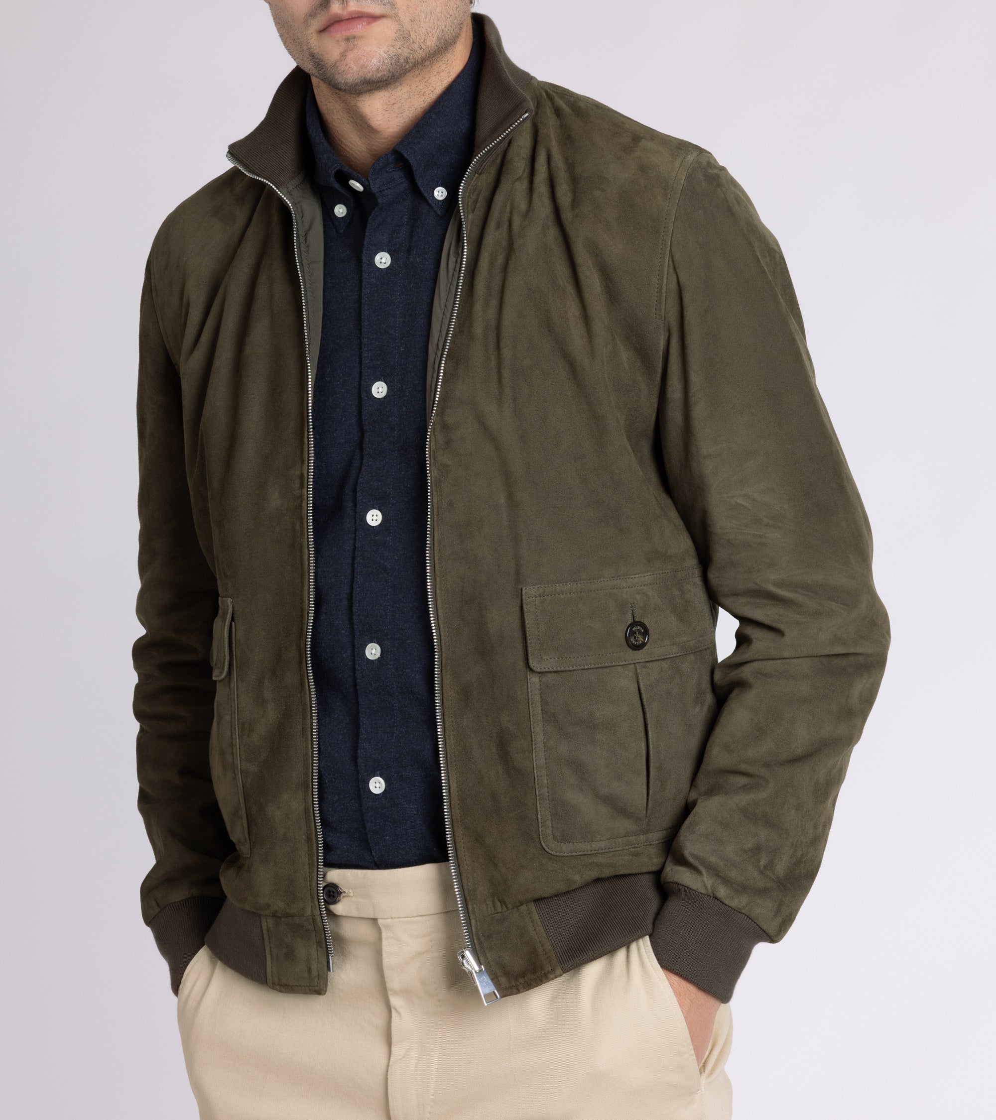 Valstar for Trunk Valstarino Reversible Suede Jacket: Moss