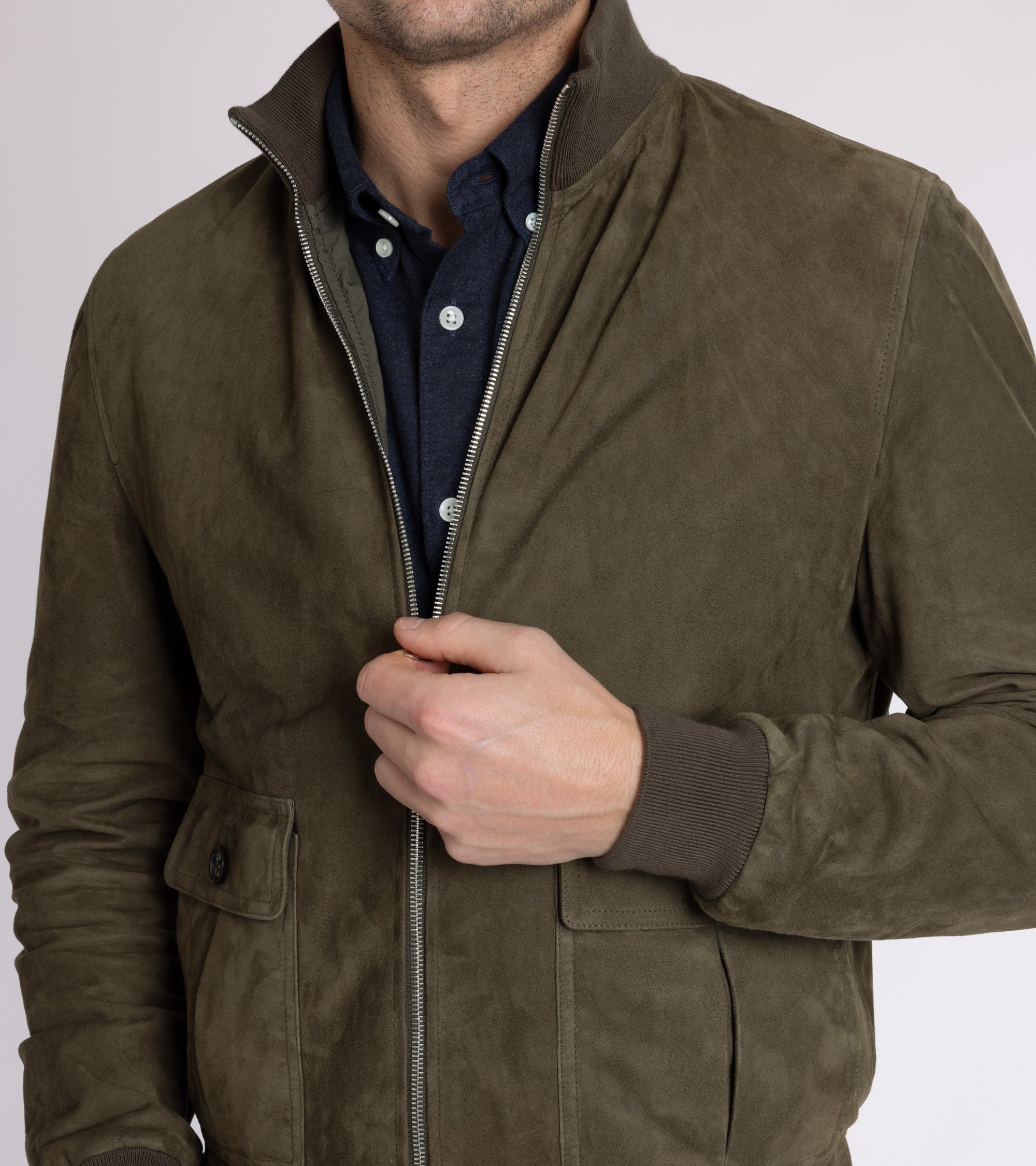Valstar for Trunk Valstarino Reversible Suede Jacket: Moss
