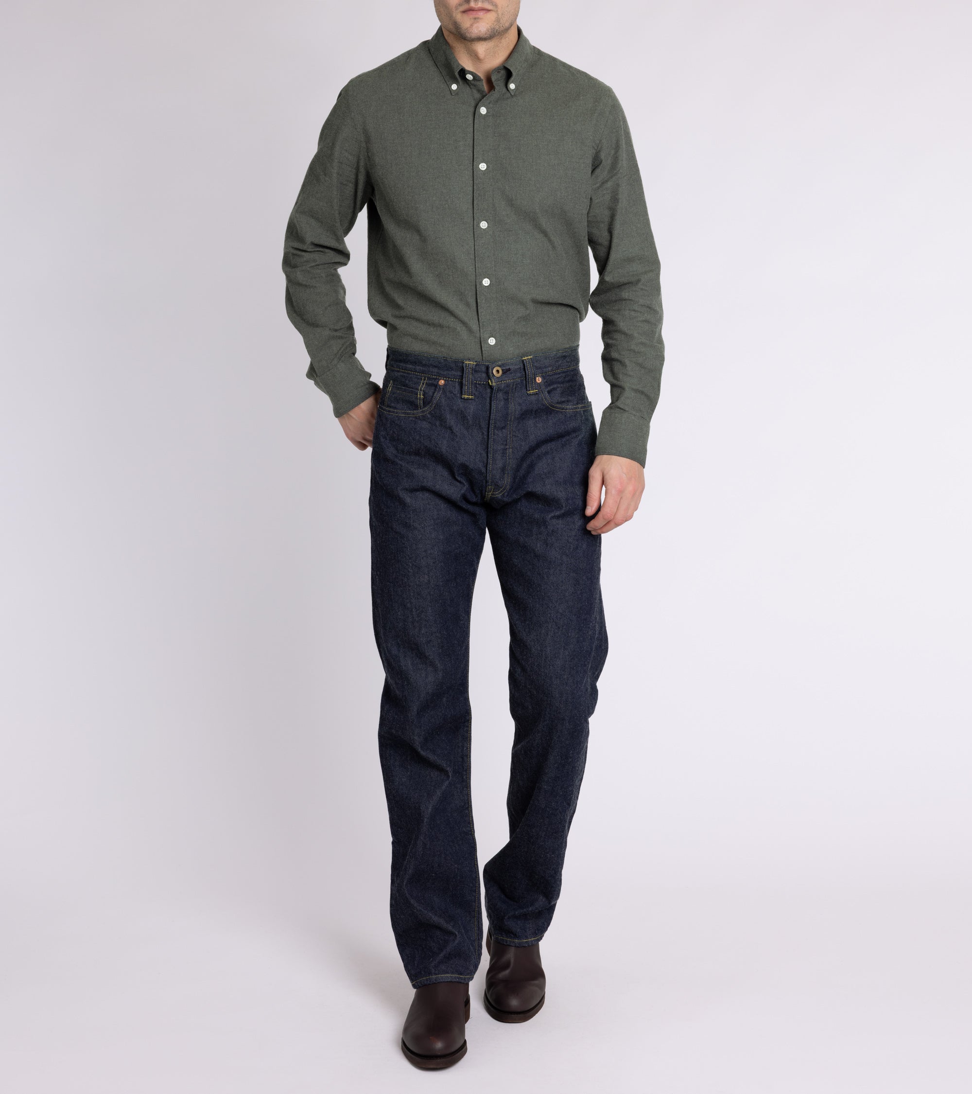 Trunk Eldon Cotton Flannel Shirt: Olive