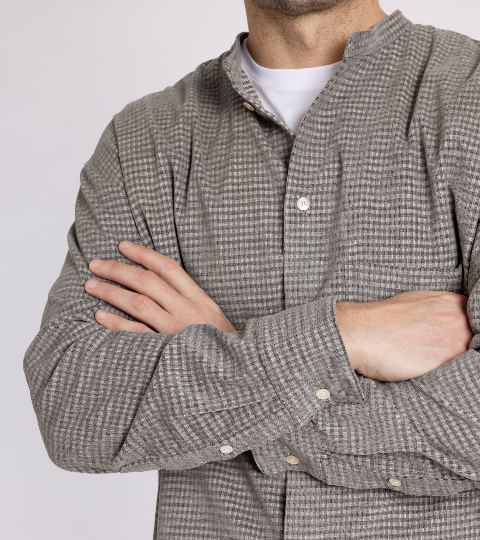 A Kind of Guise Seifur Cotton Corduroy Check Shirt: Grey