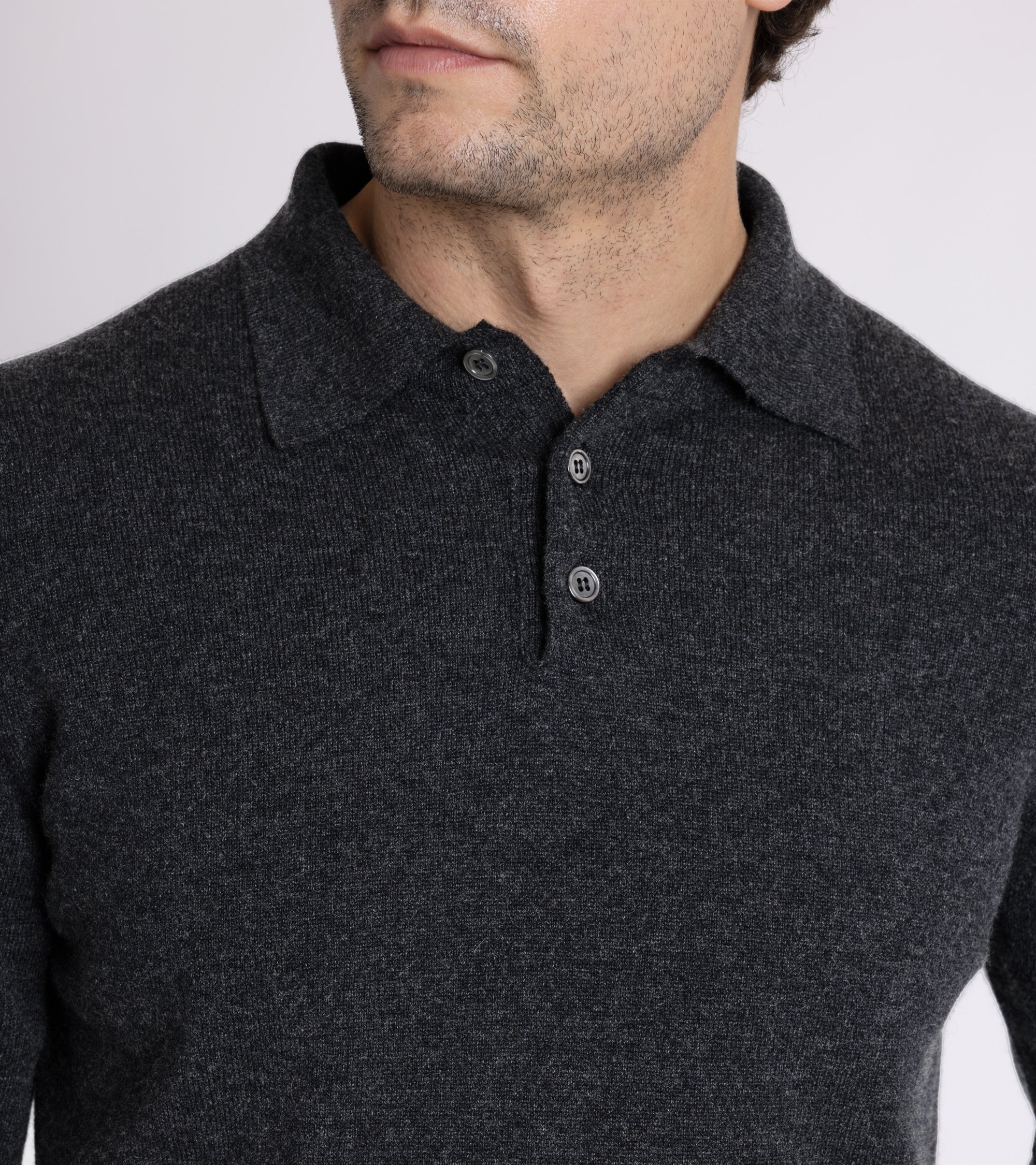 Trunk Hayne Cashmere Knit Polo Shirt: Charcoal