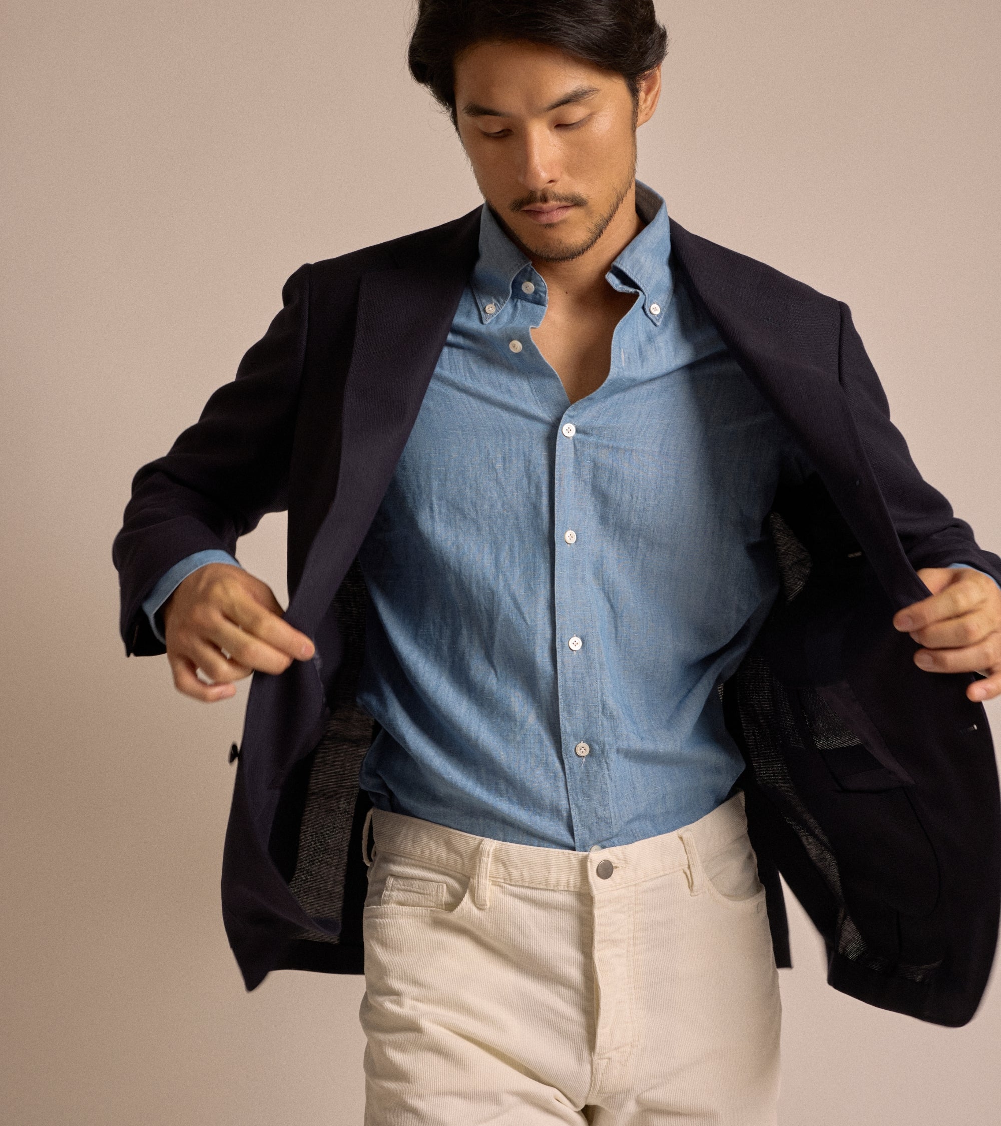 Ring Jacket Wool Mesh Balloon Jacket: Navy