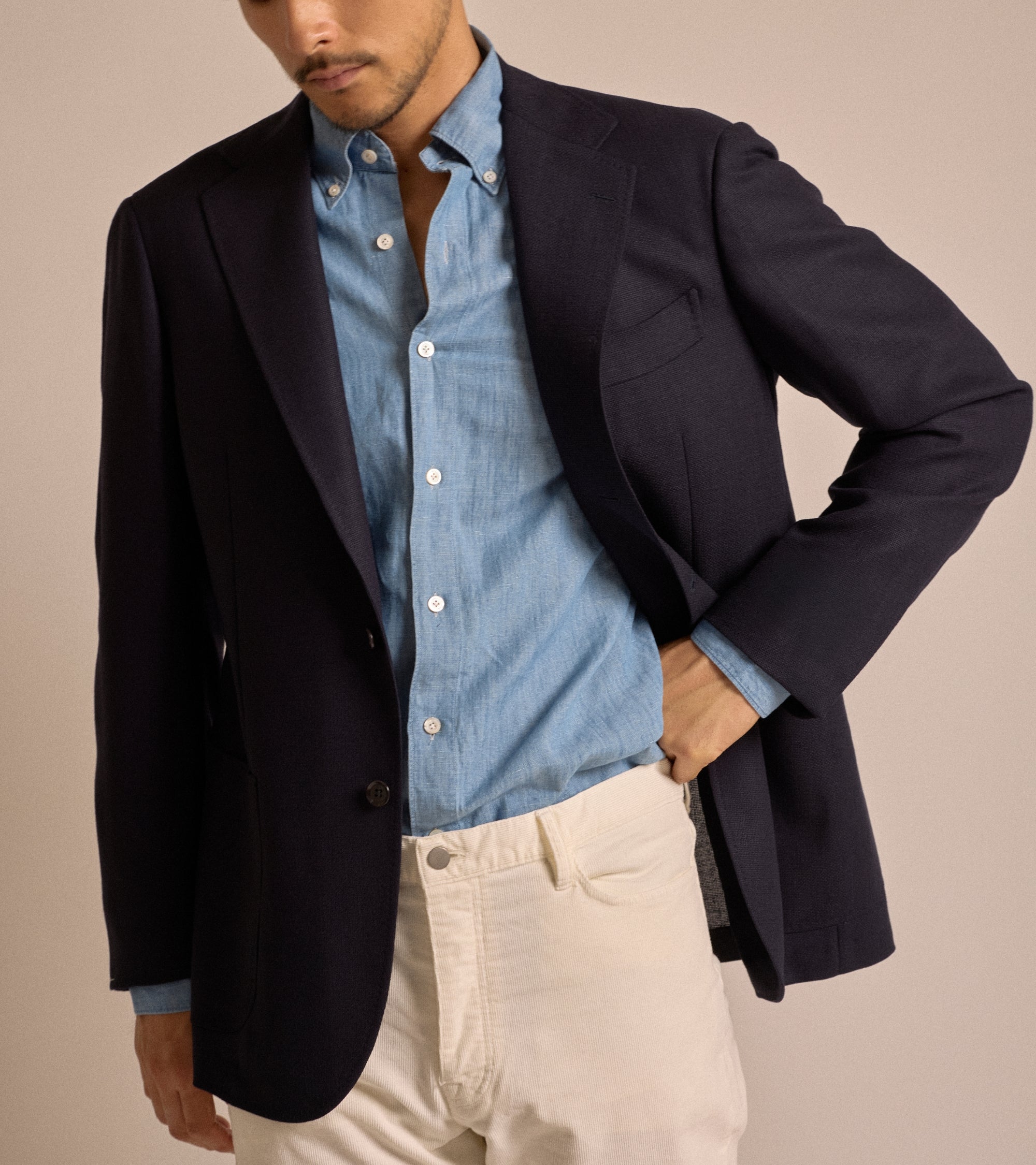 Ring Jacket Wool Mesh Balloon Jacket: Navy