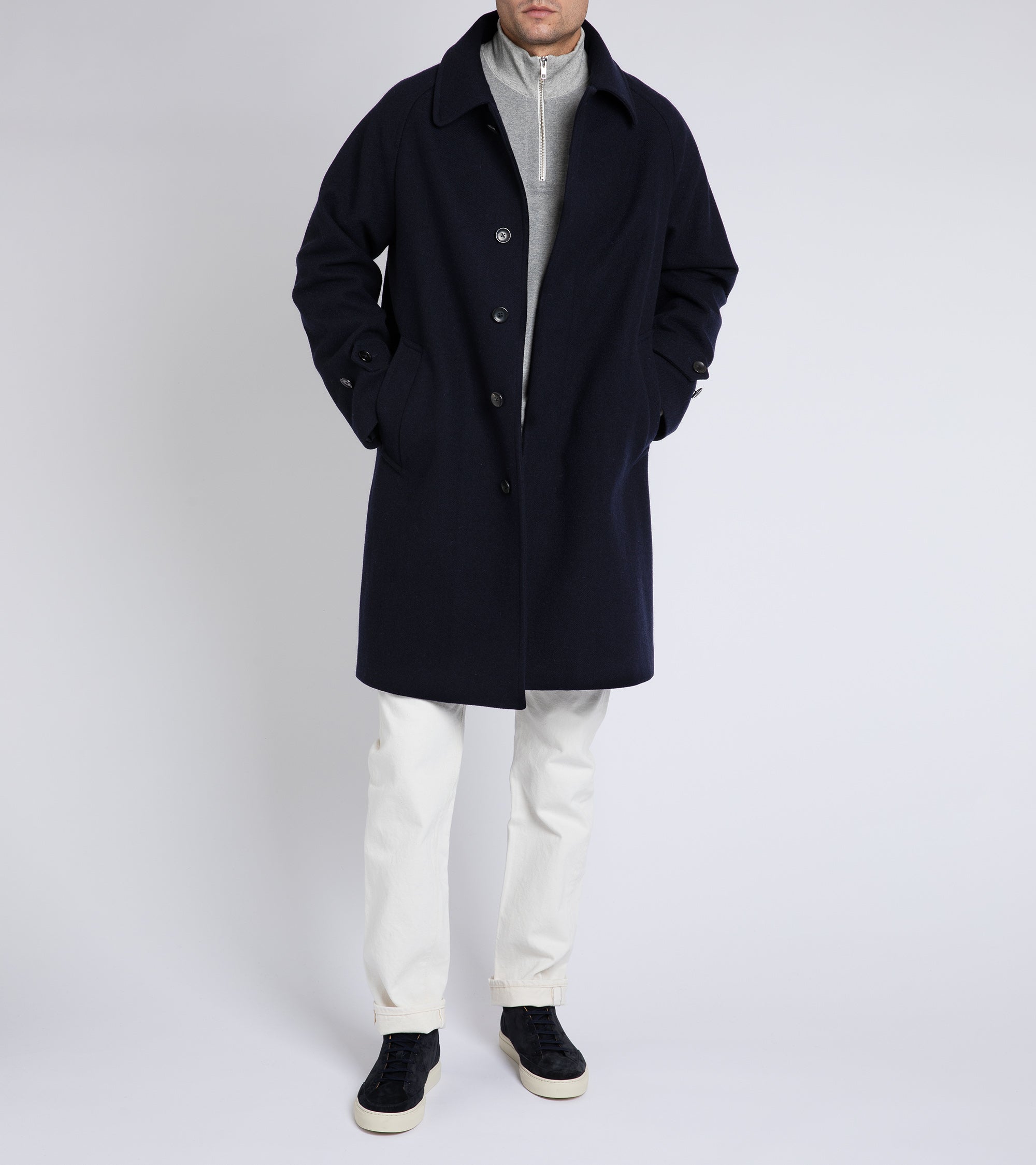 Trunk Devonshire Abraham Moon Wool Overcoat: Navy