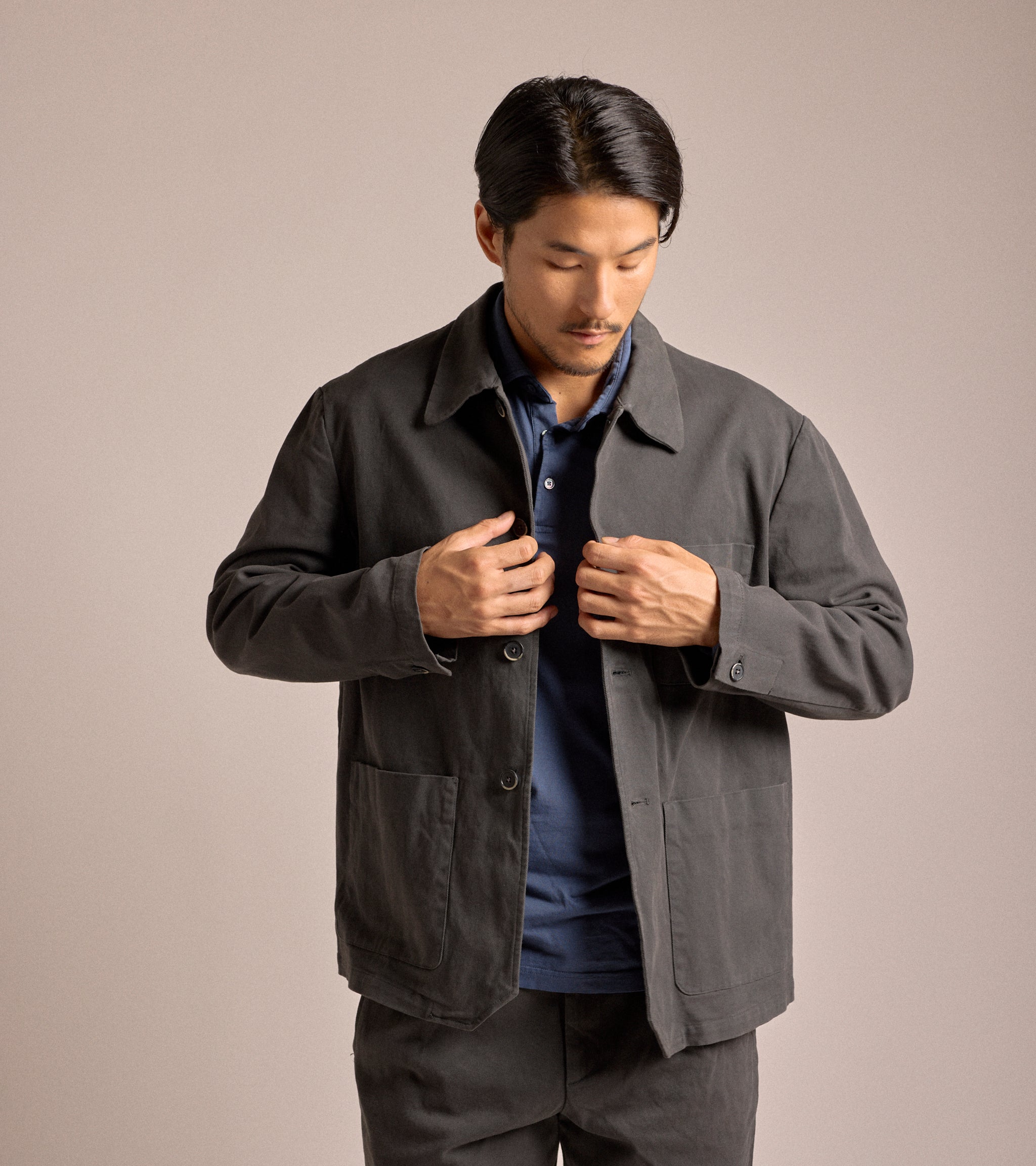 Barena Visal Mante Cotton Twill Overshirt: Lead