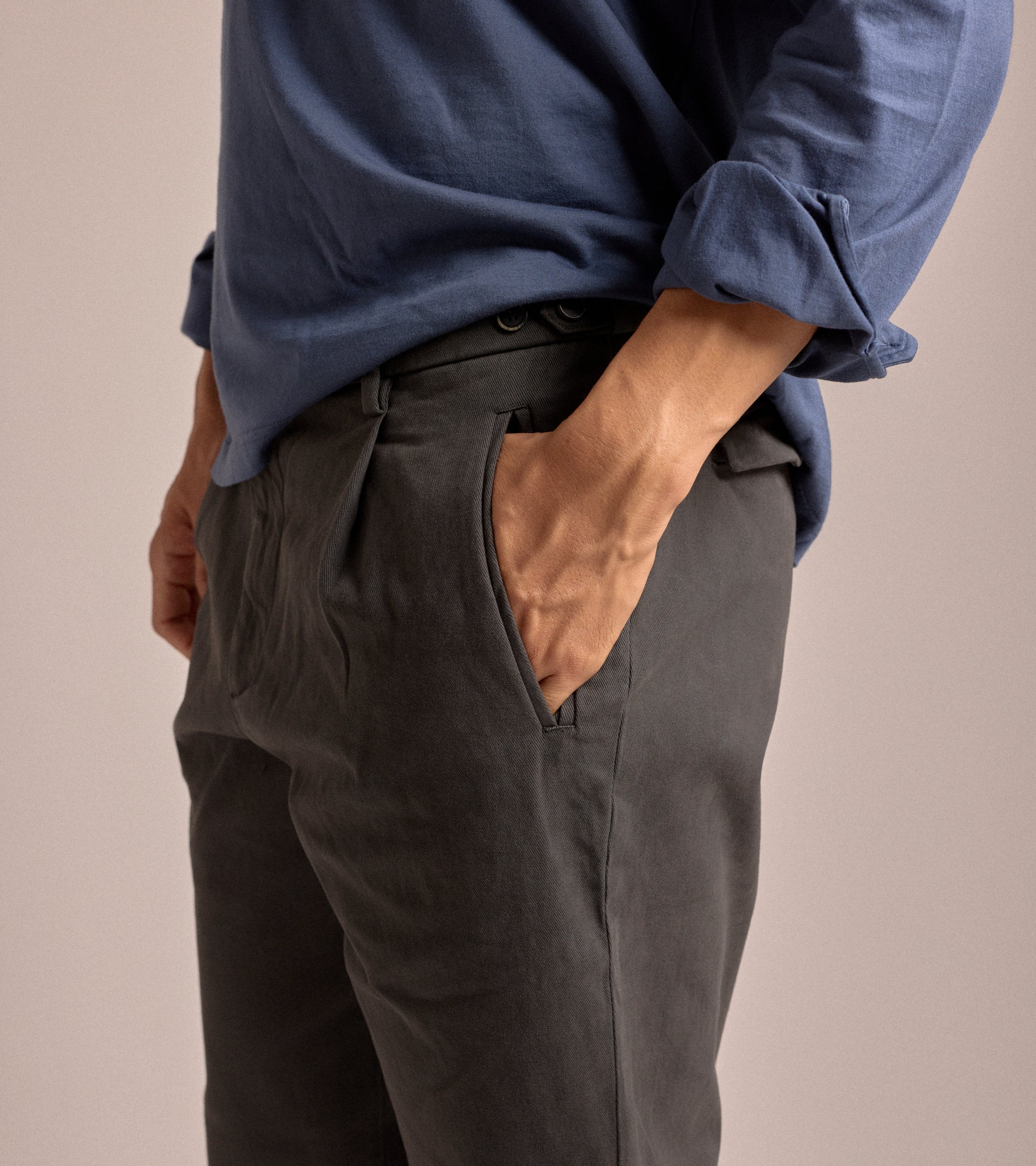 Barena Masco Mante Cotton Twill Trousers: Lead