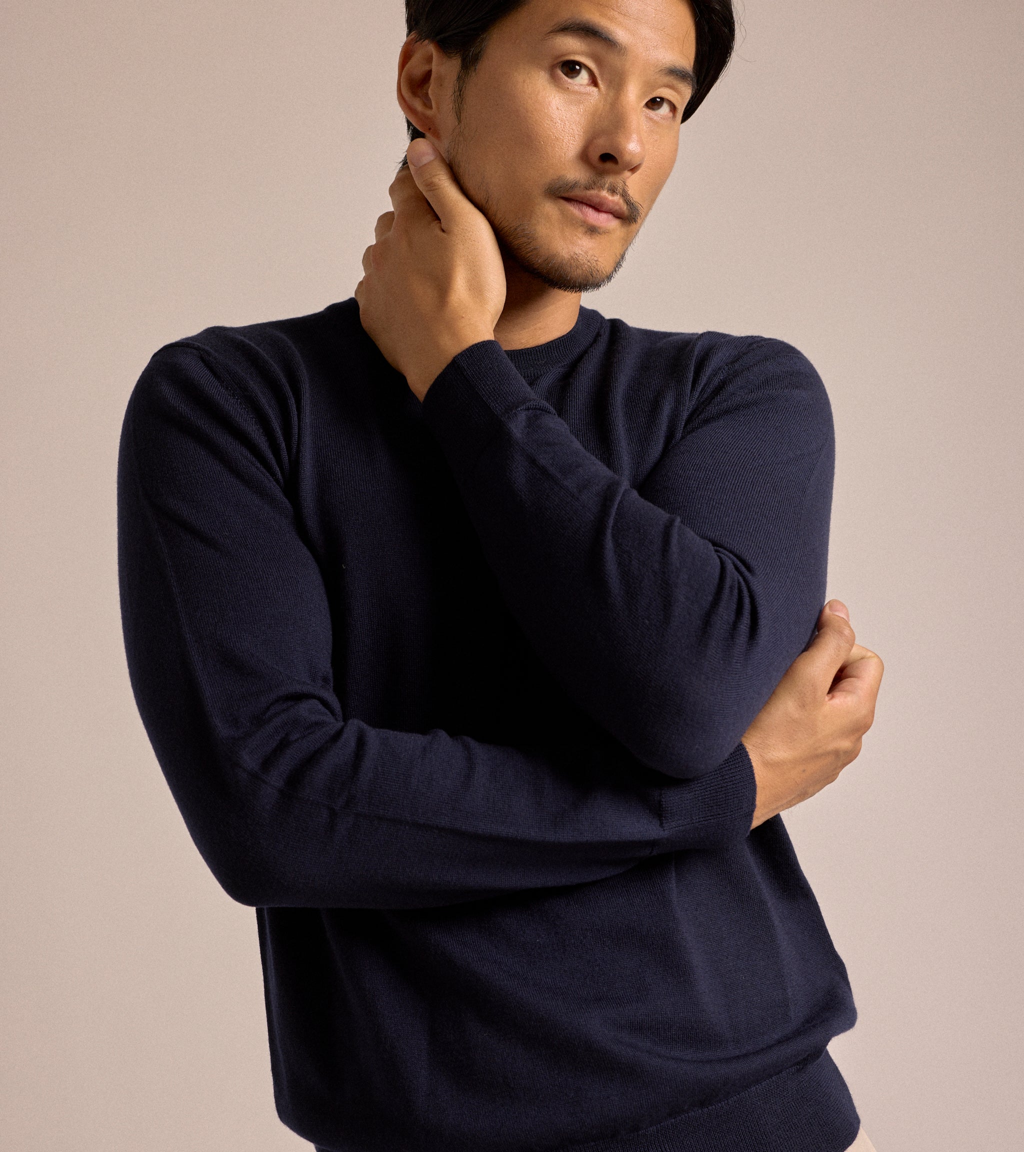 Trunk Harley Merino Crew Neck Sweater: Navy