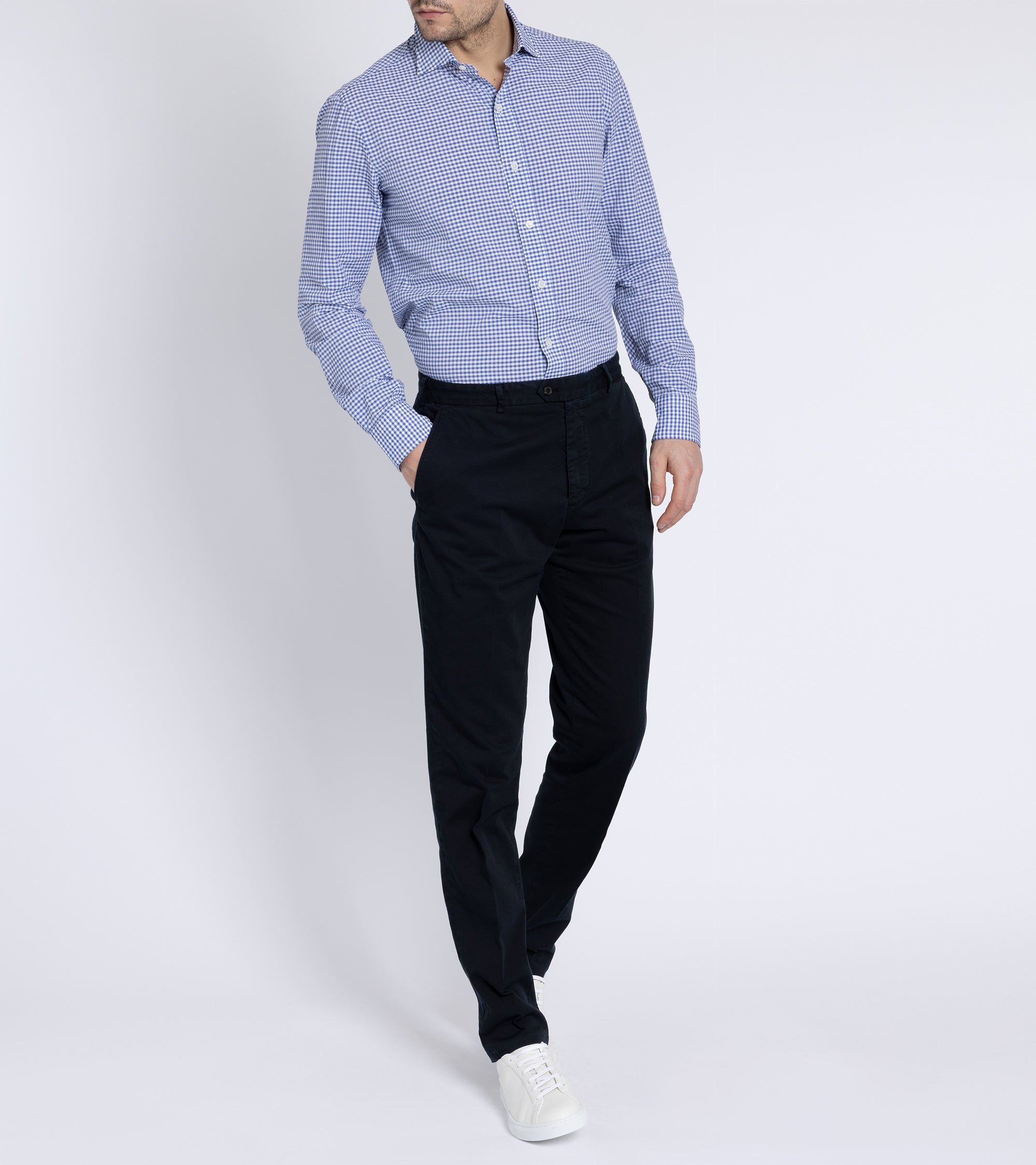 Salvatore Piccolo Seersucker Check Shirt: Navy