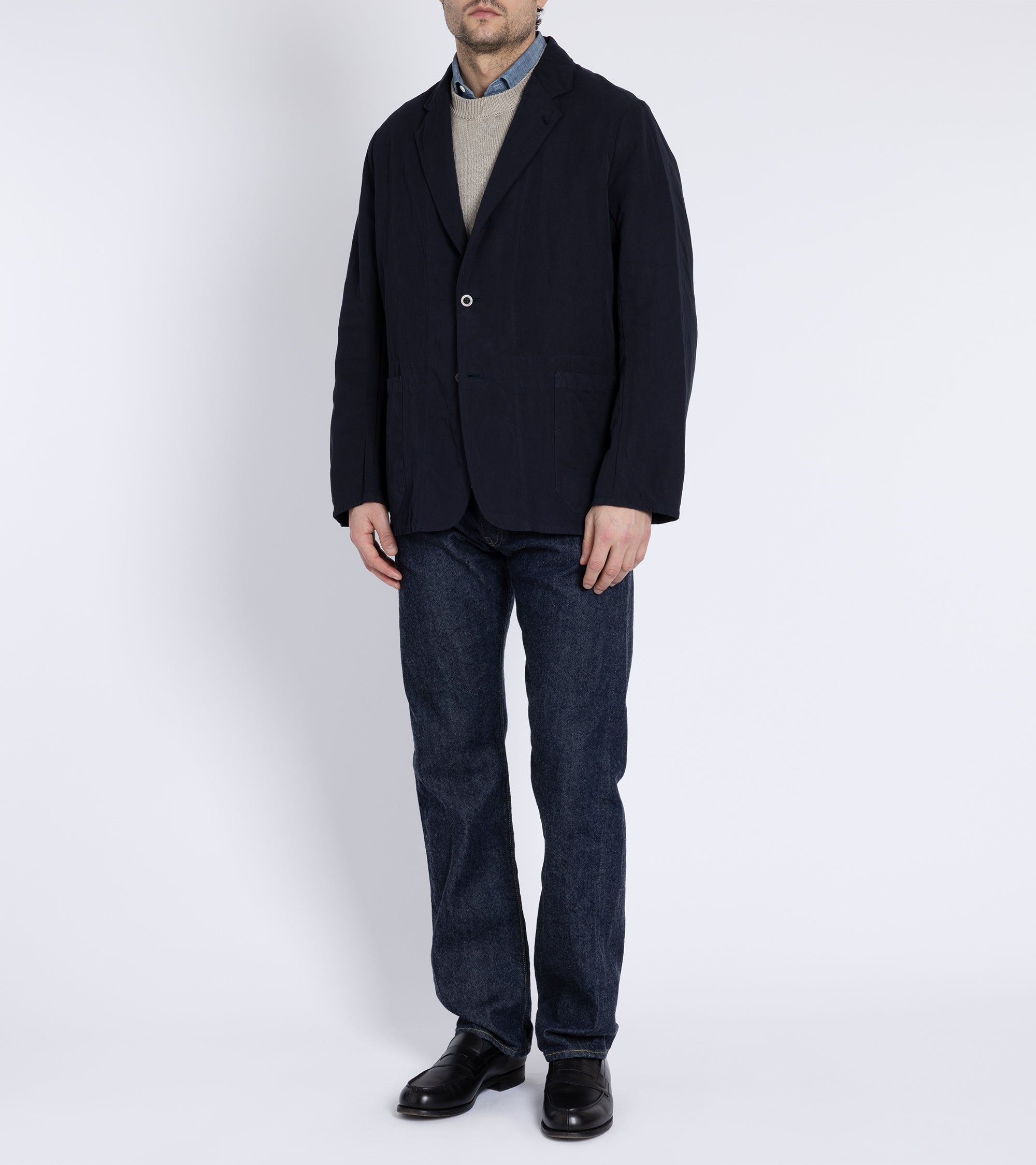 Kaptain Sunshine Cotton Linen Take Easy Jacket: Navy