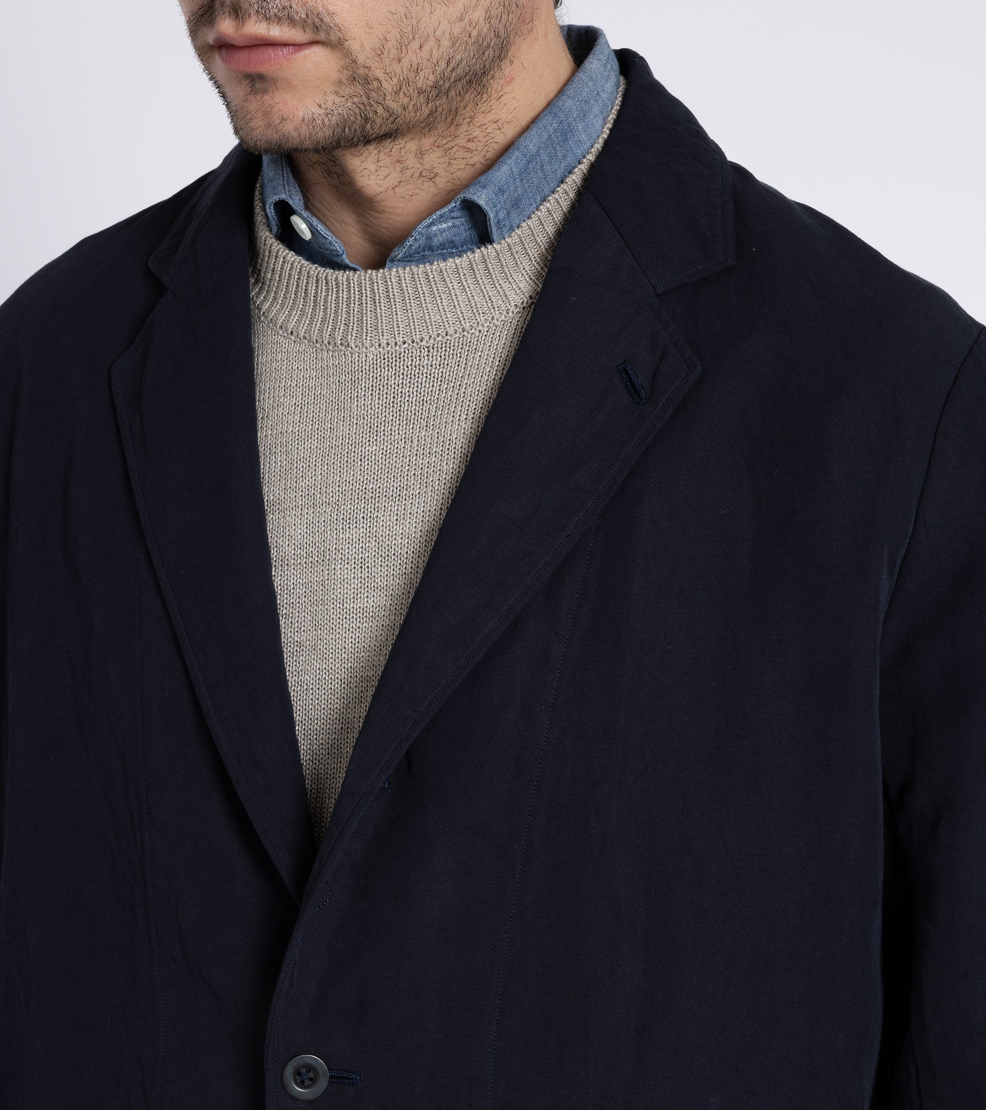 Kaptain Sunshine Cotton Linen Take Easy Jacket: Navy