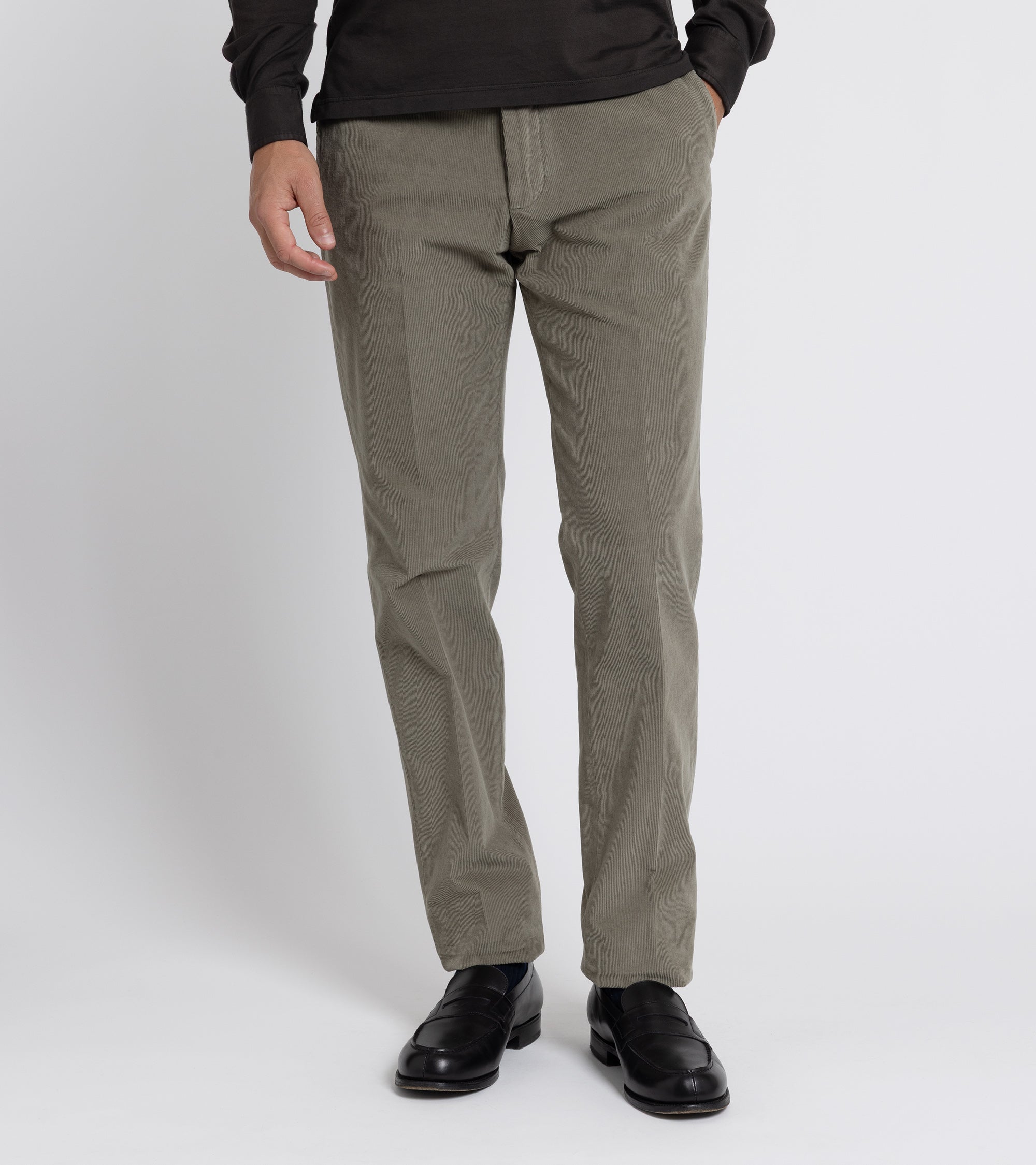 Incotex Regular Overdyed Cotton Corduroy Trousers: Sage