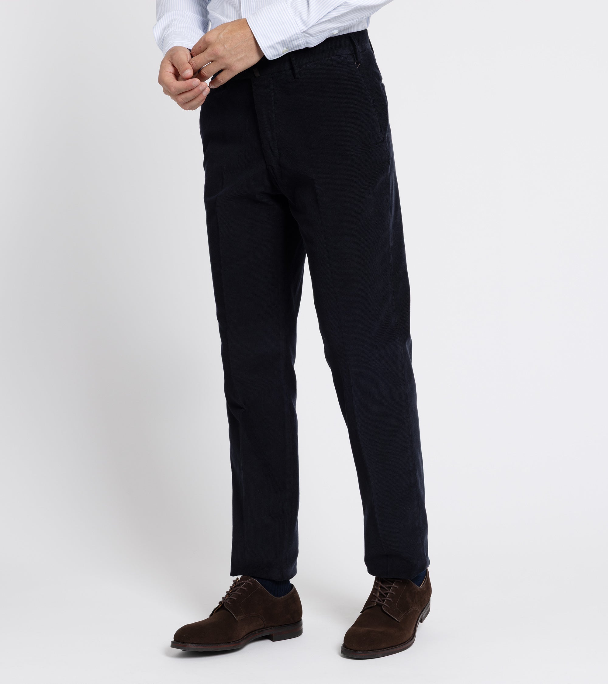 Incotex Regular Overdyed Cotton Corduroy Trousers: Navy