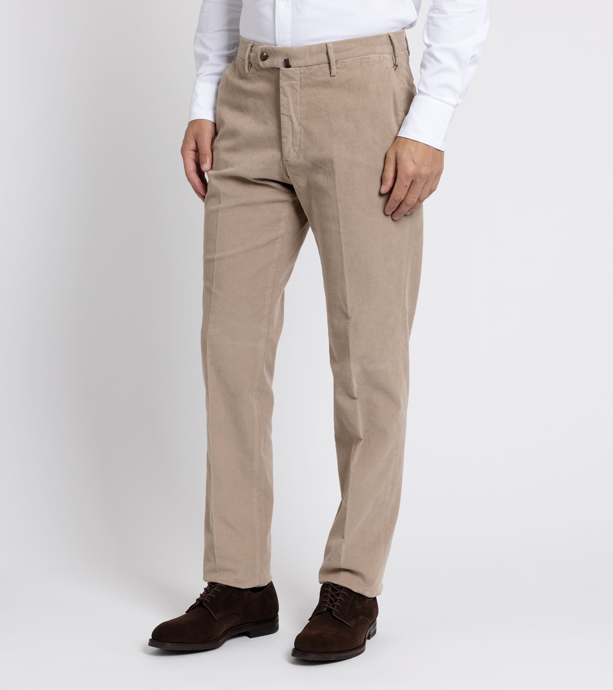 Incotex Regular Overdyed Cotton Corduroy Trousers: Mushroom