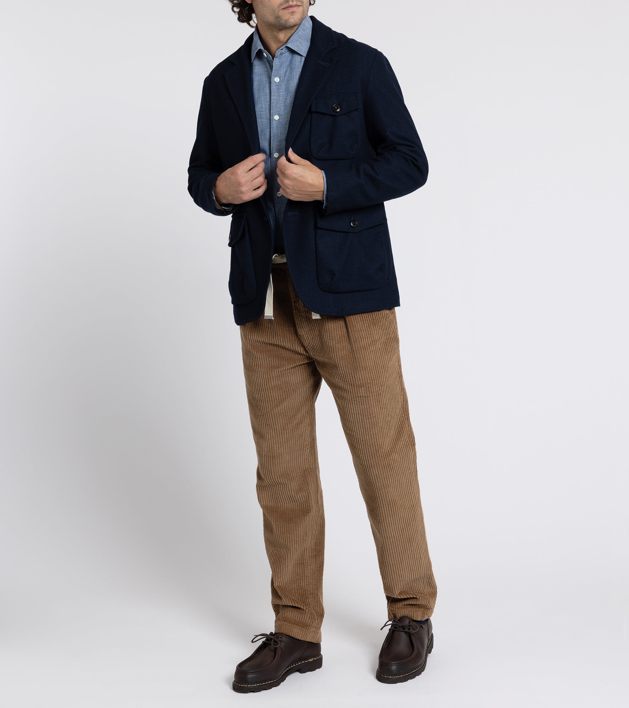 East Harbour Surplus Chester Washed Wool Flannel Jacket: Navy