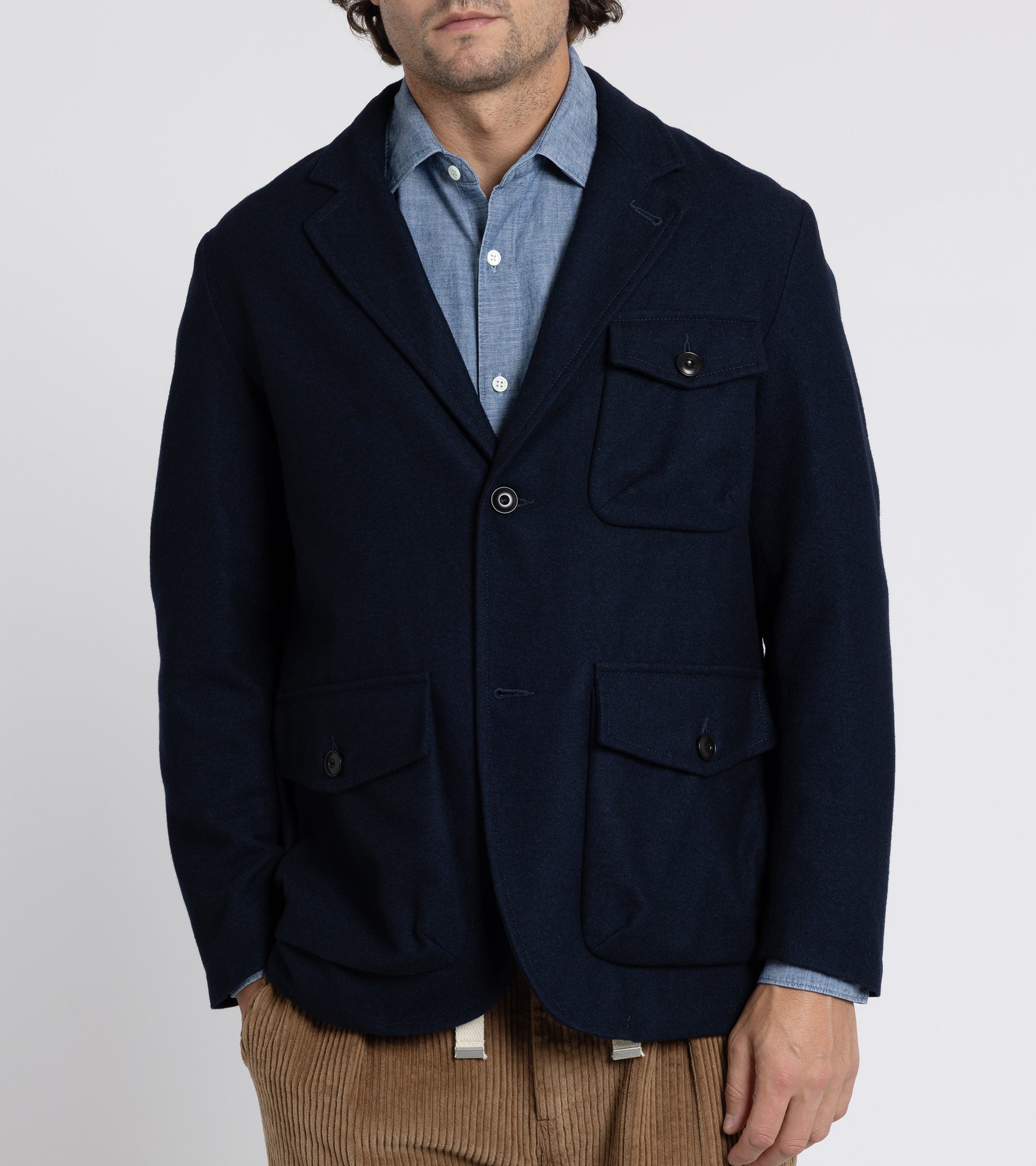 East Harbour Surplus Chester Washed Wool Flannel Jacket: Navy