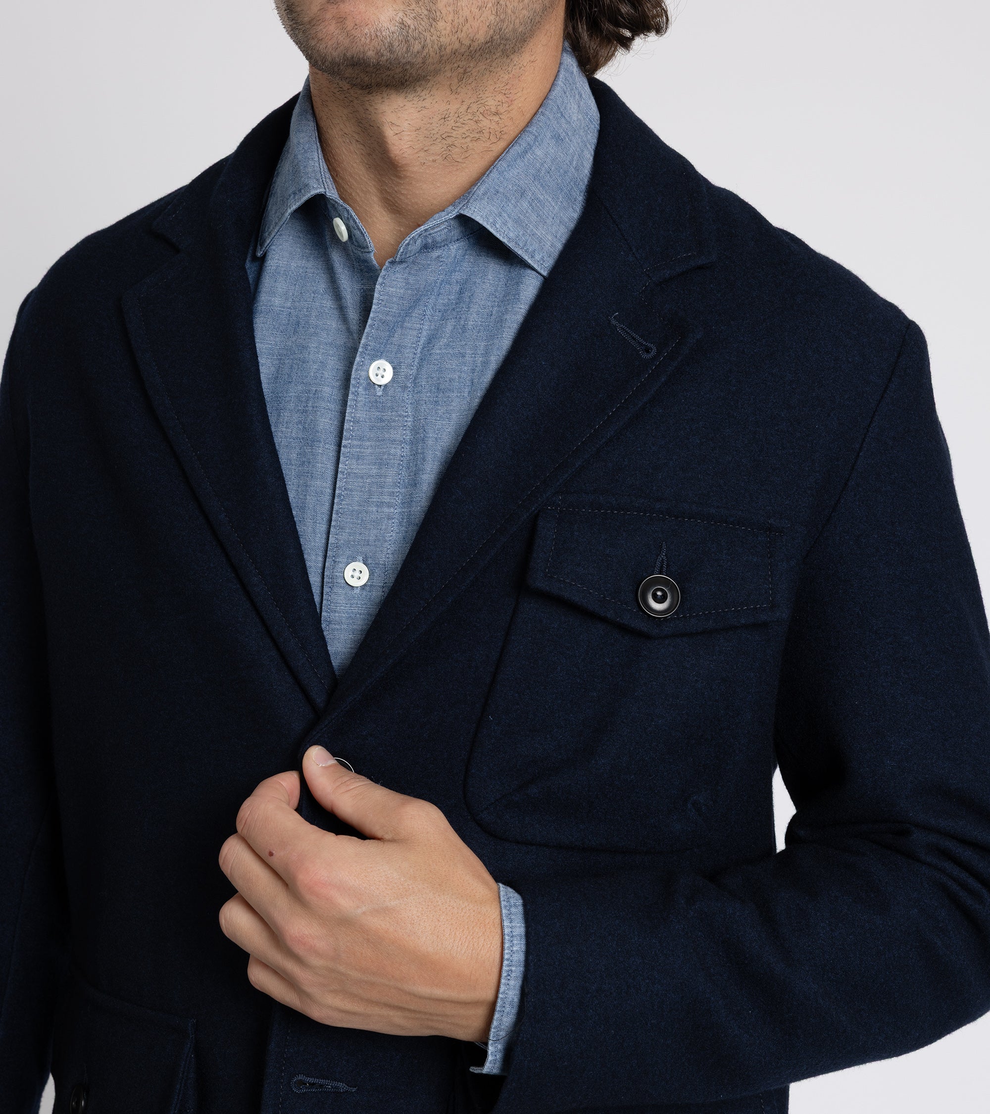 East Harbour Surplus Chester Washed Wool Flannel Jacket: Navy