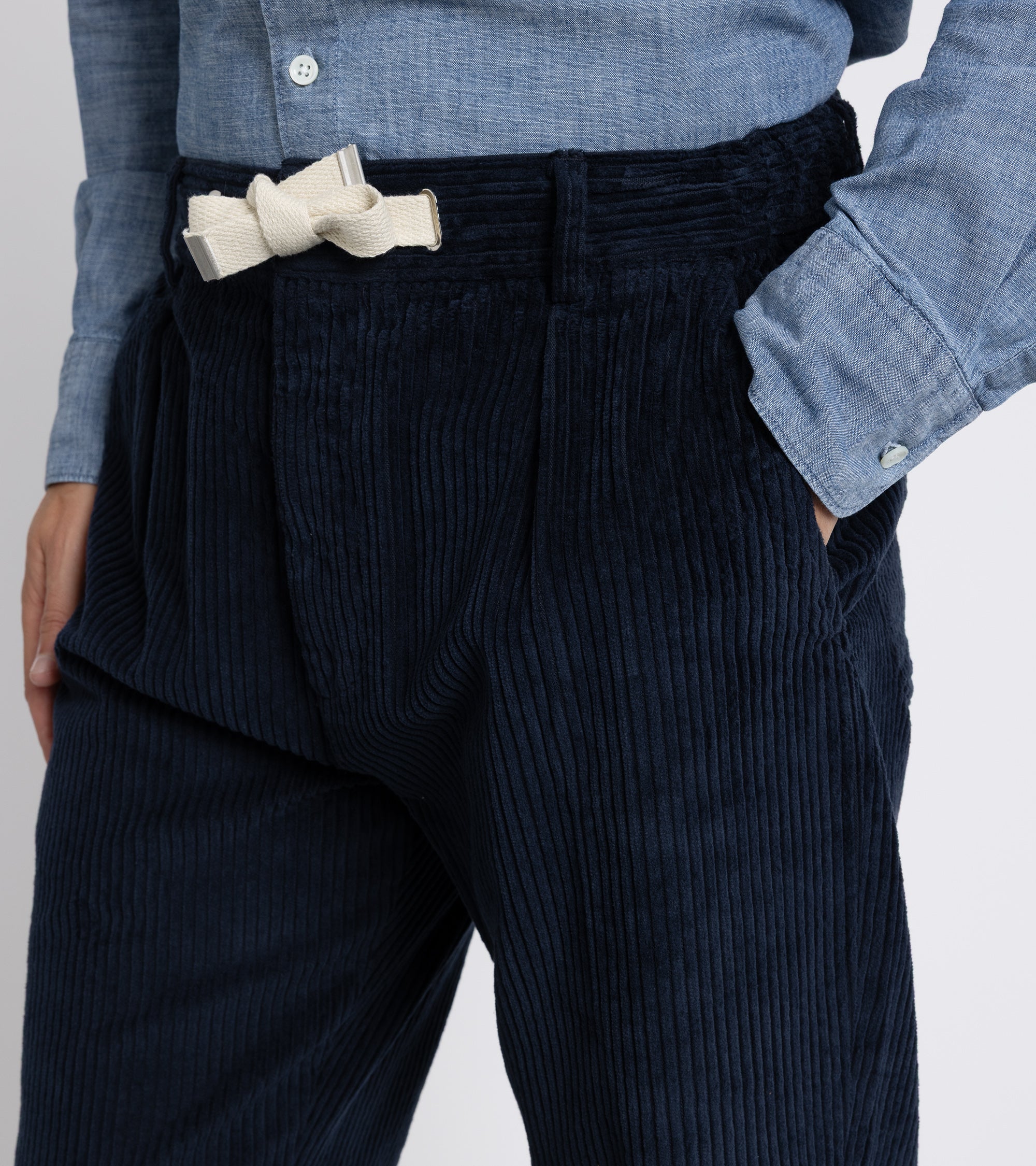 East Harbour Surplus Oxnard Wide Cotton Cord Easy Trousers: Navy