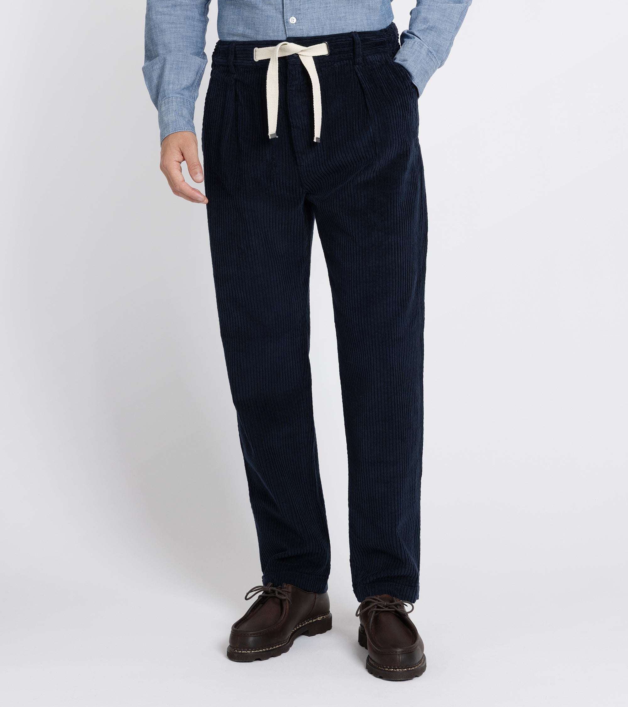 East Harbour Surplus Oxnard Wide Cotton Cord Easy Trousers: Navy
