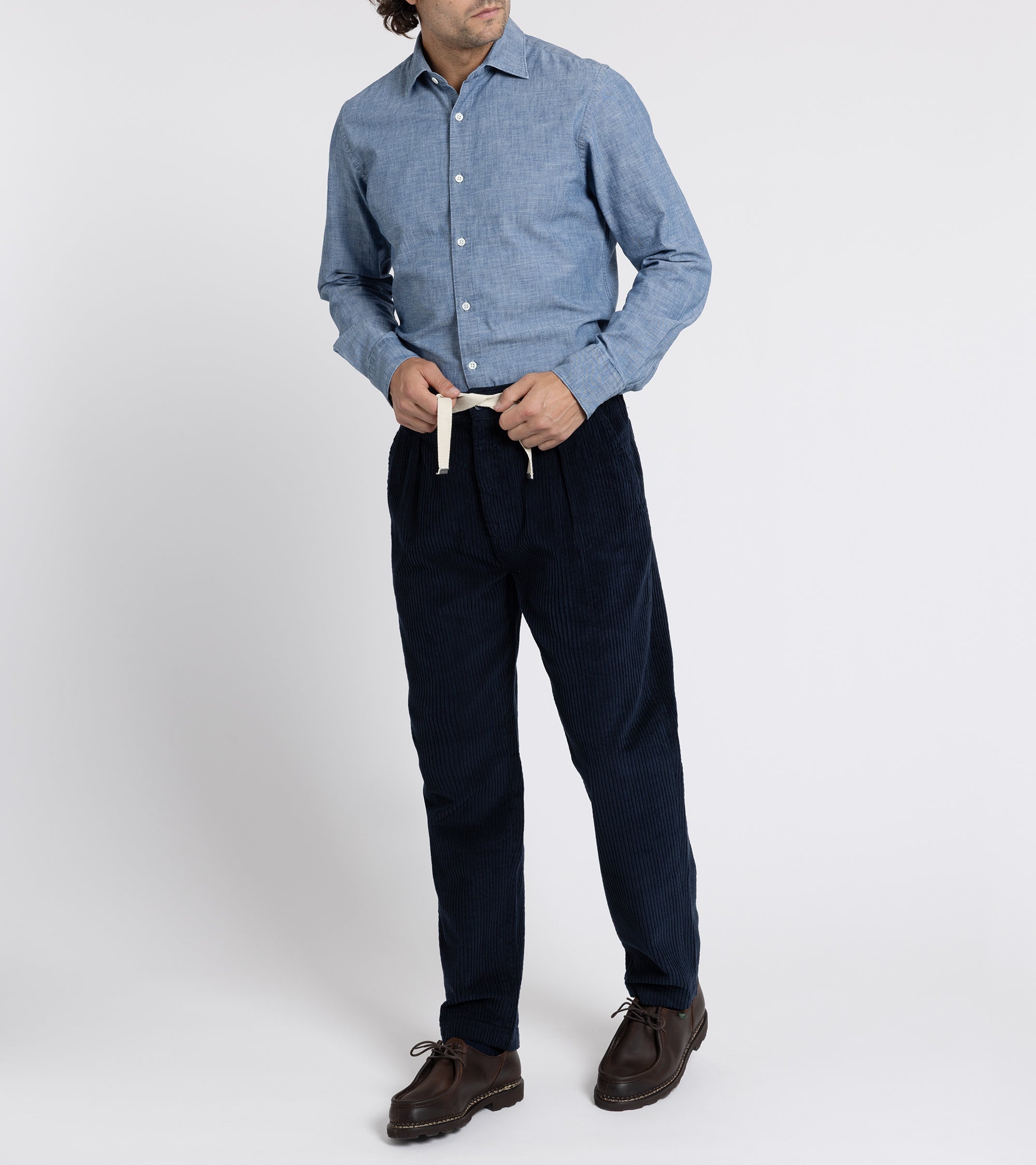 East Harbour Surplus Oxnard Wide Cotton Cord Easy Trousers: Navy