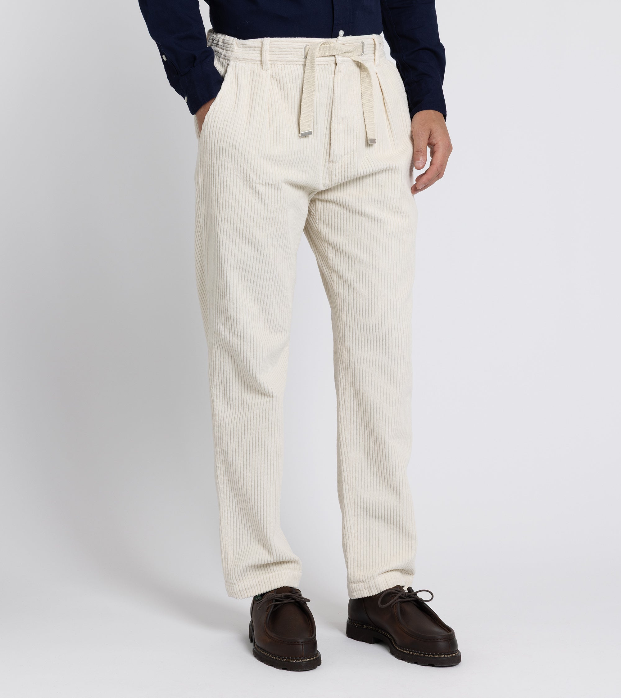 East Harbour Surplus Oxnard Wide Cotton Cord Easy Trousers: Off White