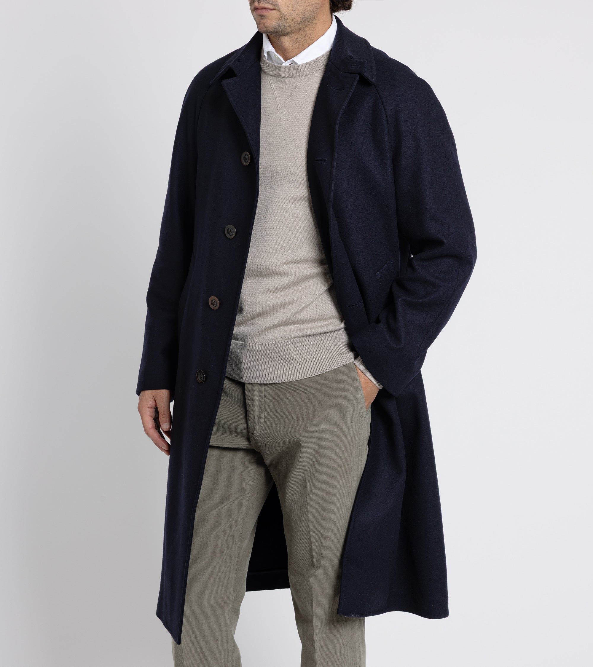 Boglioli Wool Tiroler Overcoat: Navy