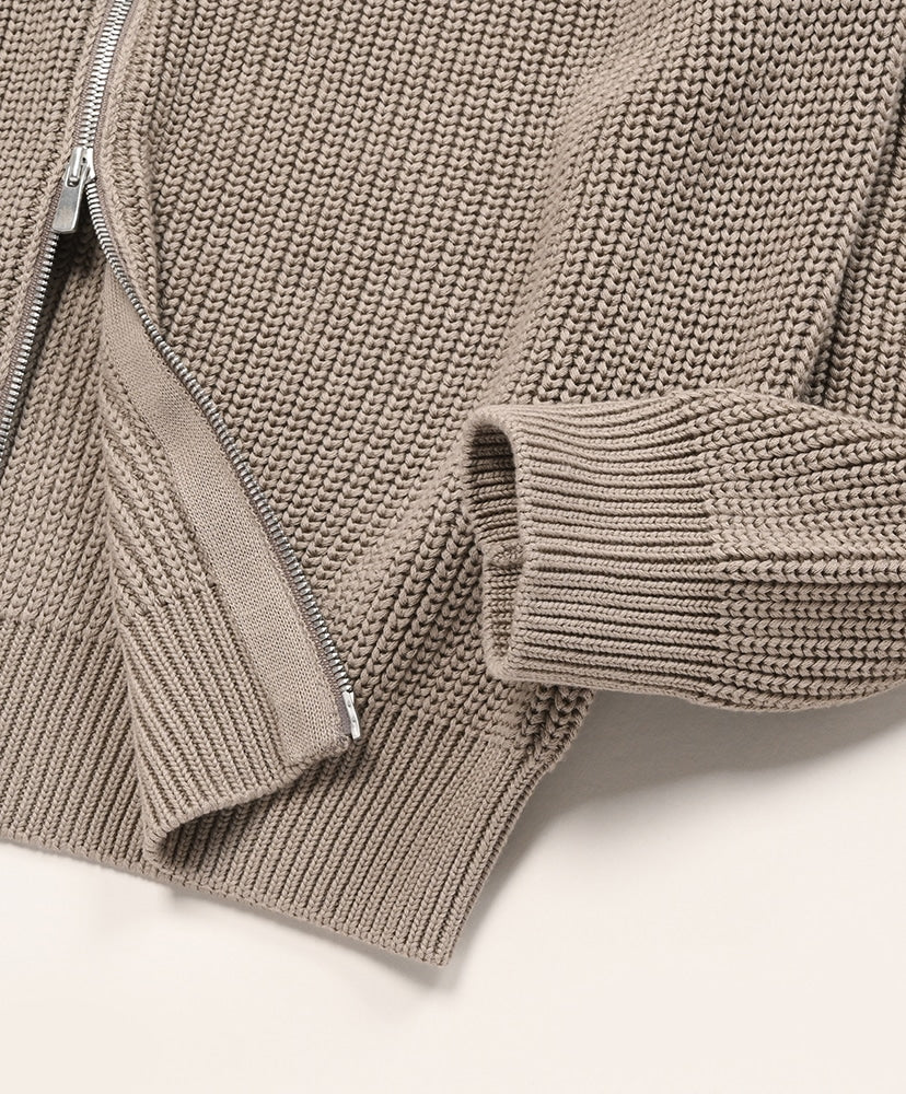 Batoner Signature Driver's Knit Cotton Zip Cardigan: Beige