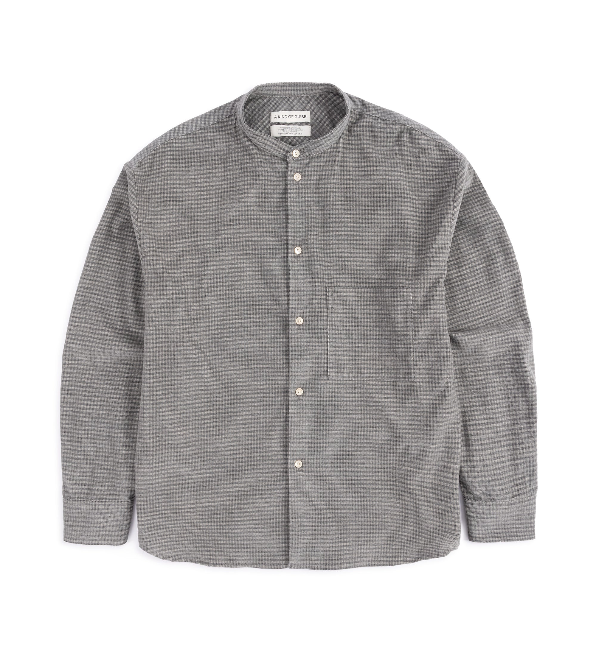 A Kind of Guise Seifur Cotton Corduroy Check Shirt: Grey