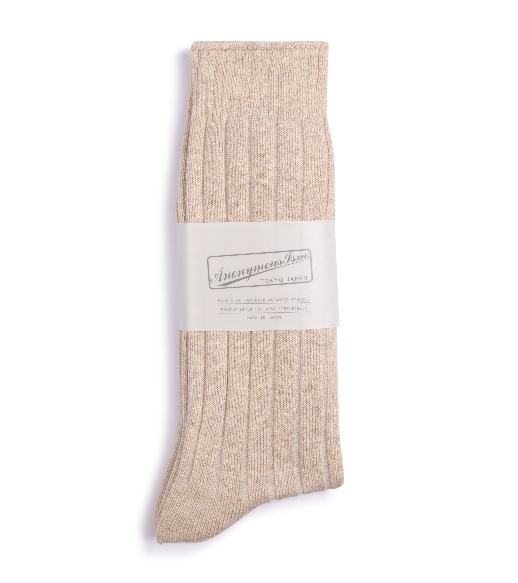 Anonymous Ism Bold Rib Crew Socks: Beige